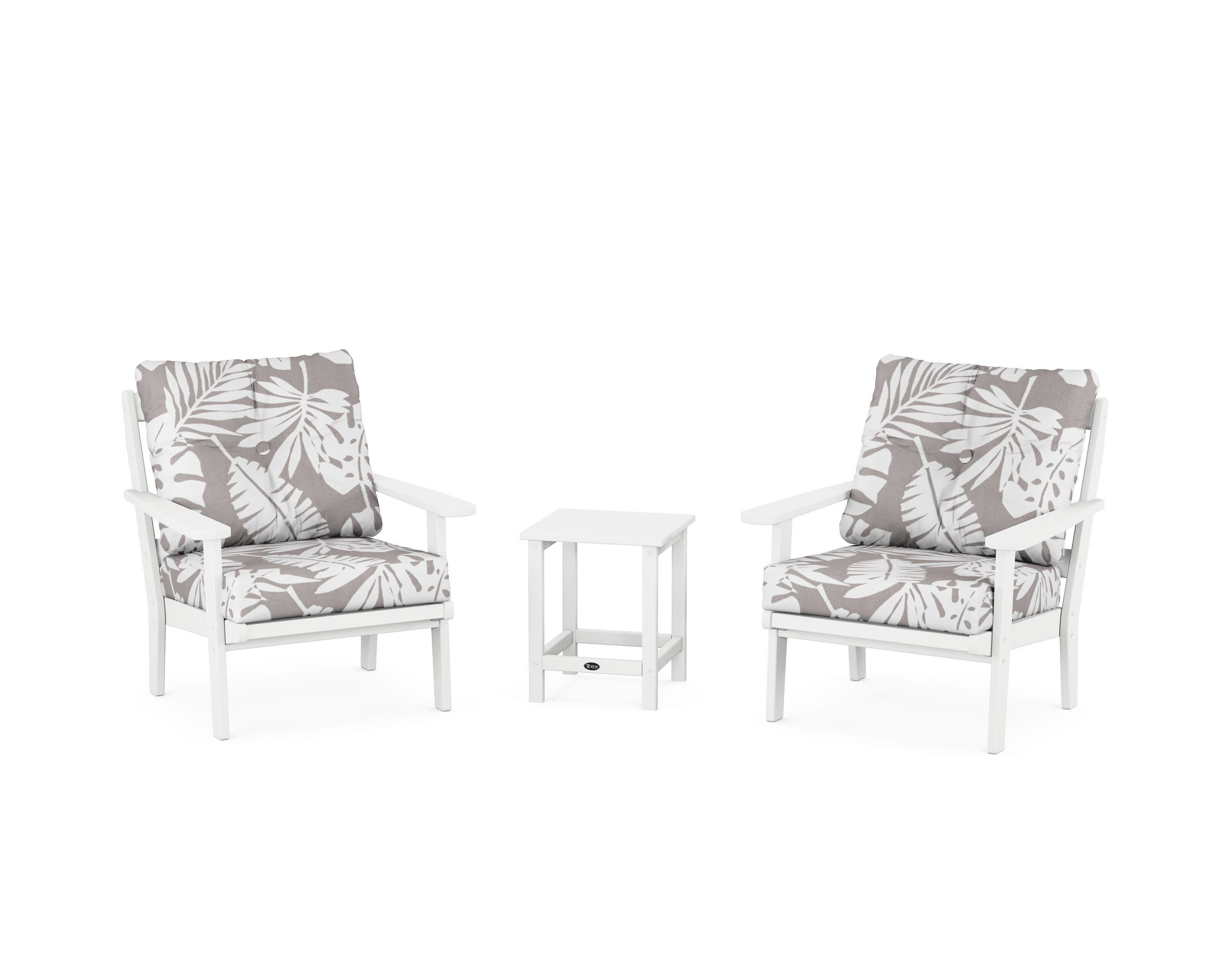 Cape Cod 3-Piece Deep Seating Set in Classic White / Leaf Grey Mist