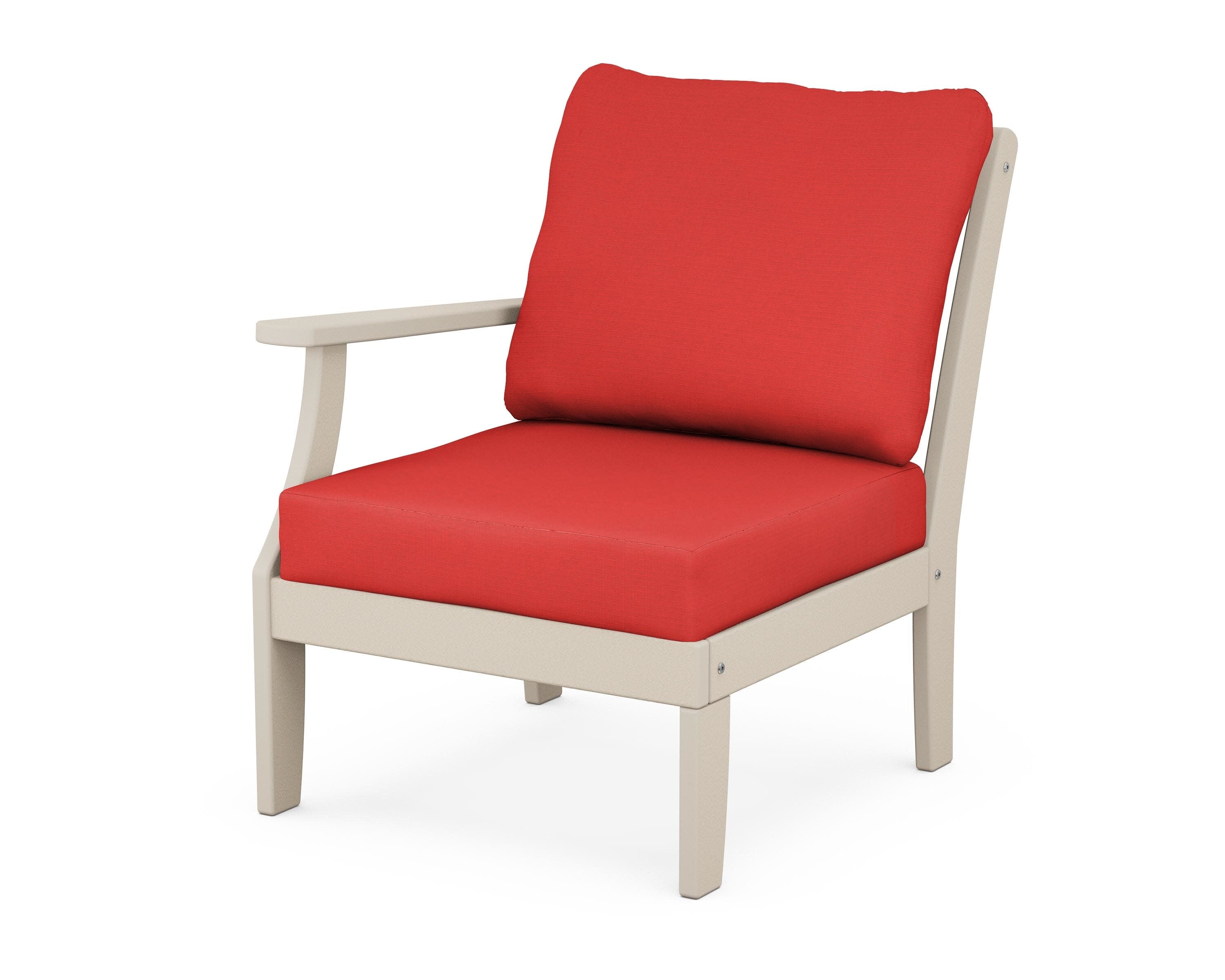 Yacht Club Modular Left Arm Chair in Sand Castle / Crimson Linen