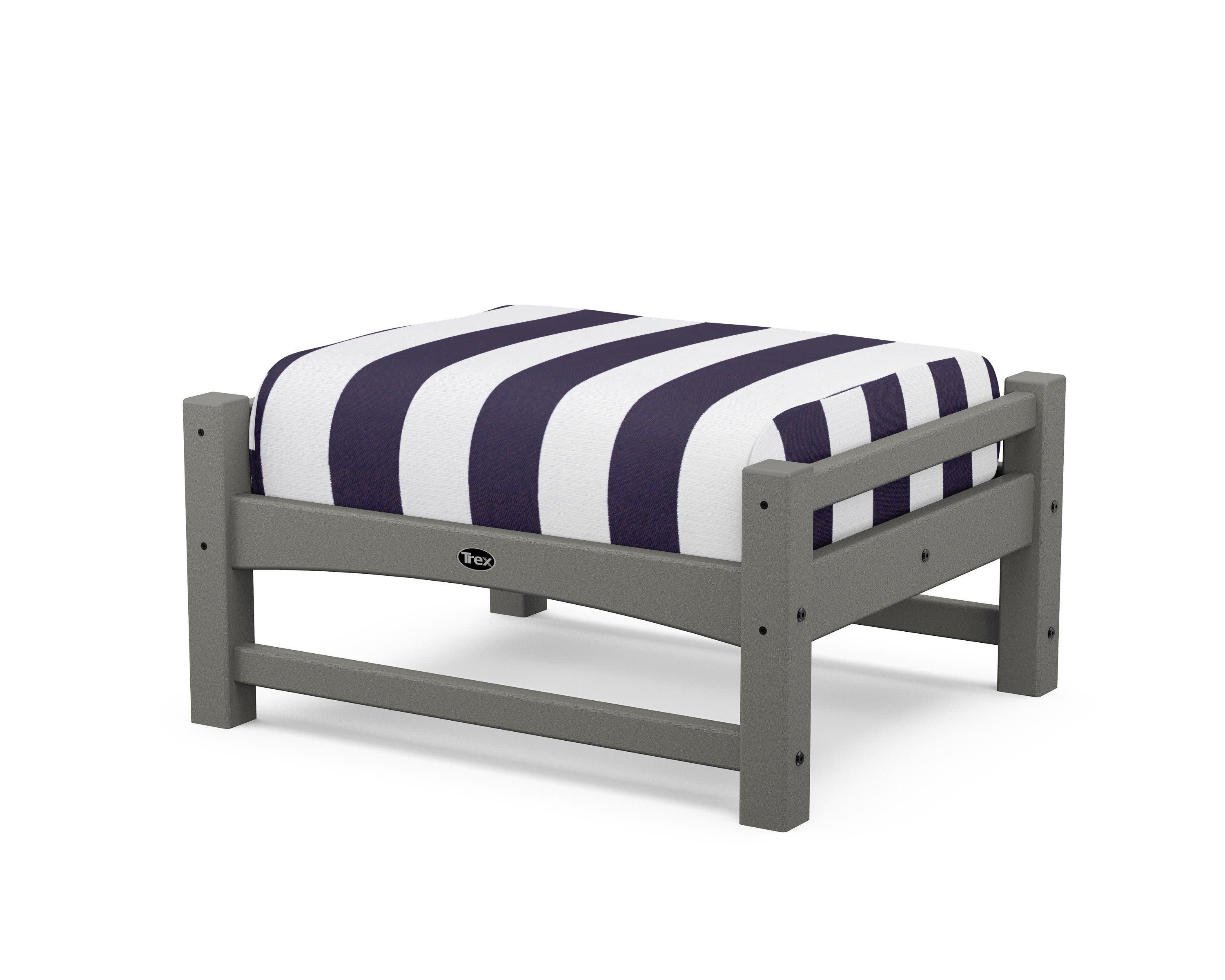 Rockport Club Ottoman in Stepping Stone / Cabana Stripe Navy
