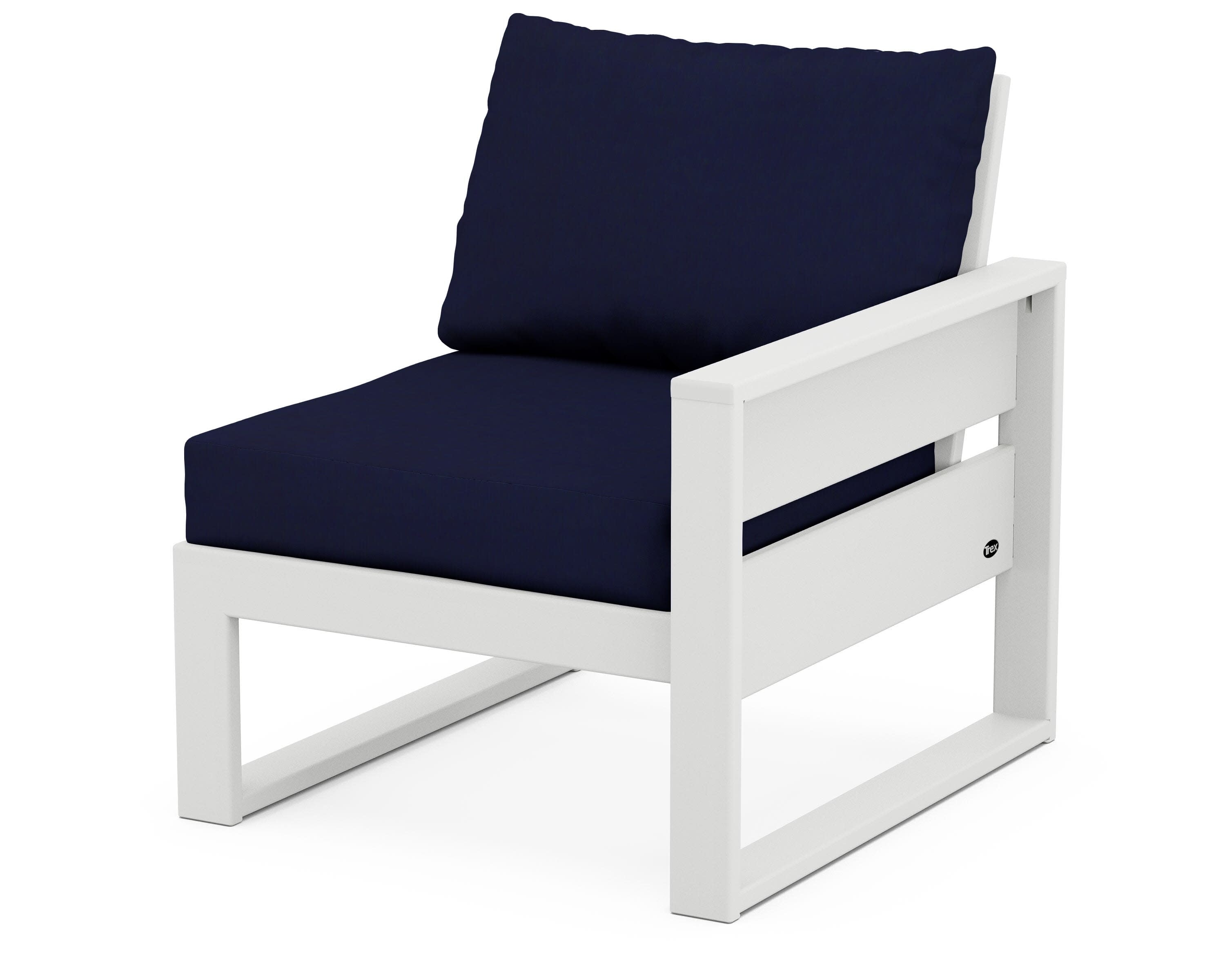 Eastport Modular Right Arm Chair in Classic White / Navy