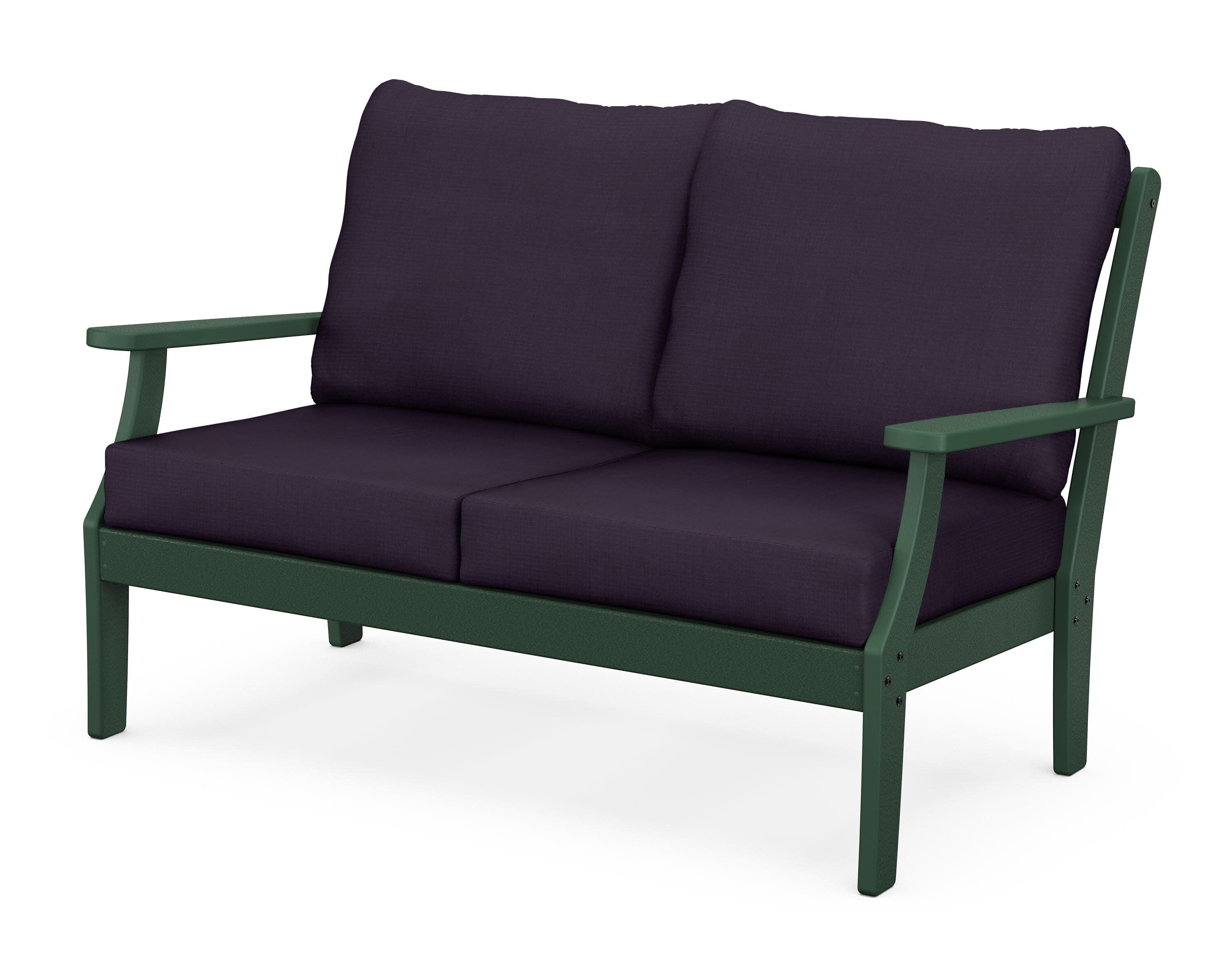 Yacht Club Deep Seating Loveseat in Rainforest Canopy / Navy Linen