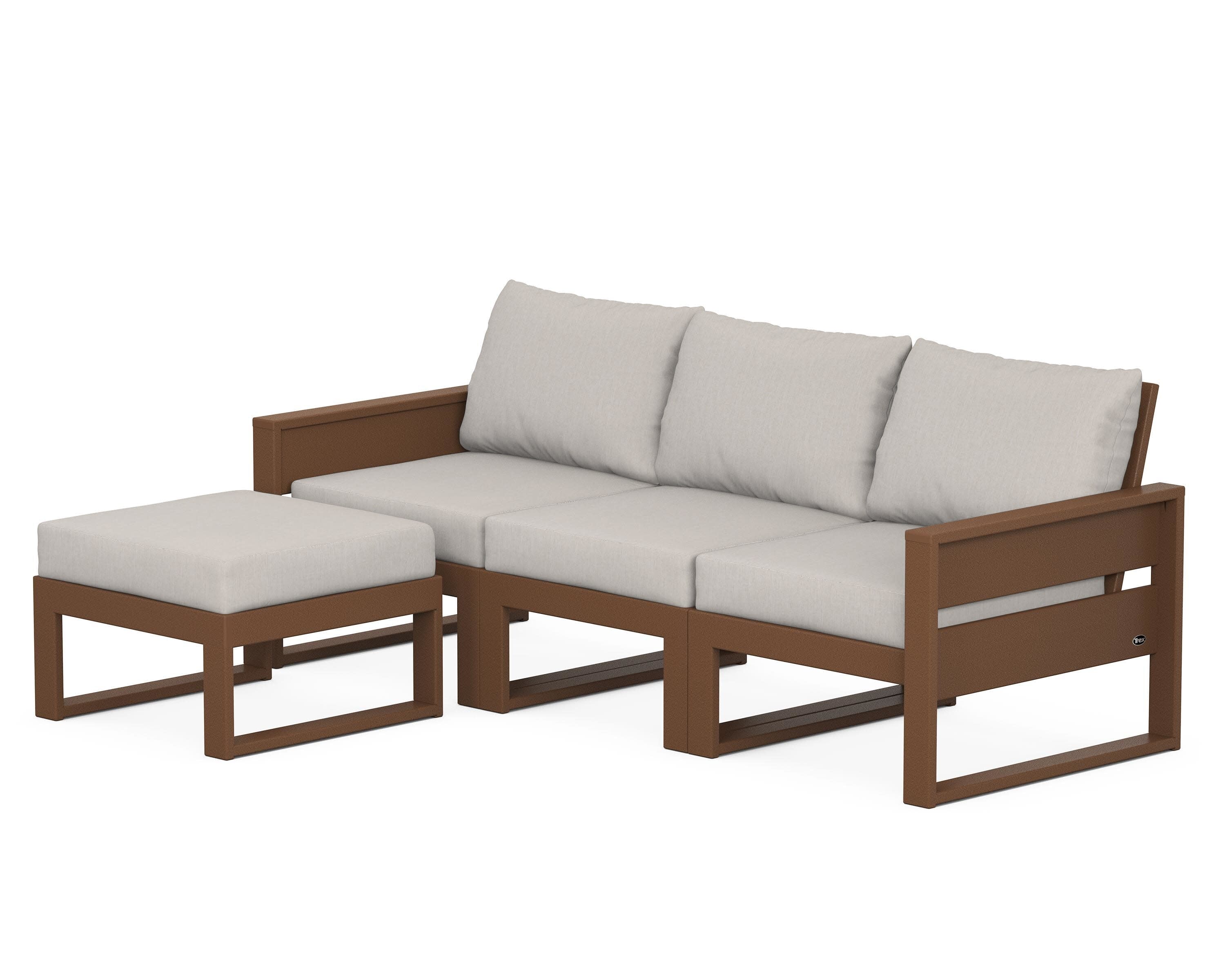 Eastport 4- Piece Sectional with Ottoman in Tree House / Cast Ash