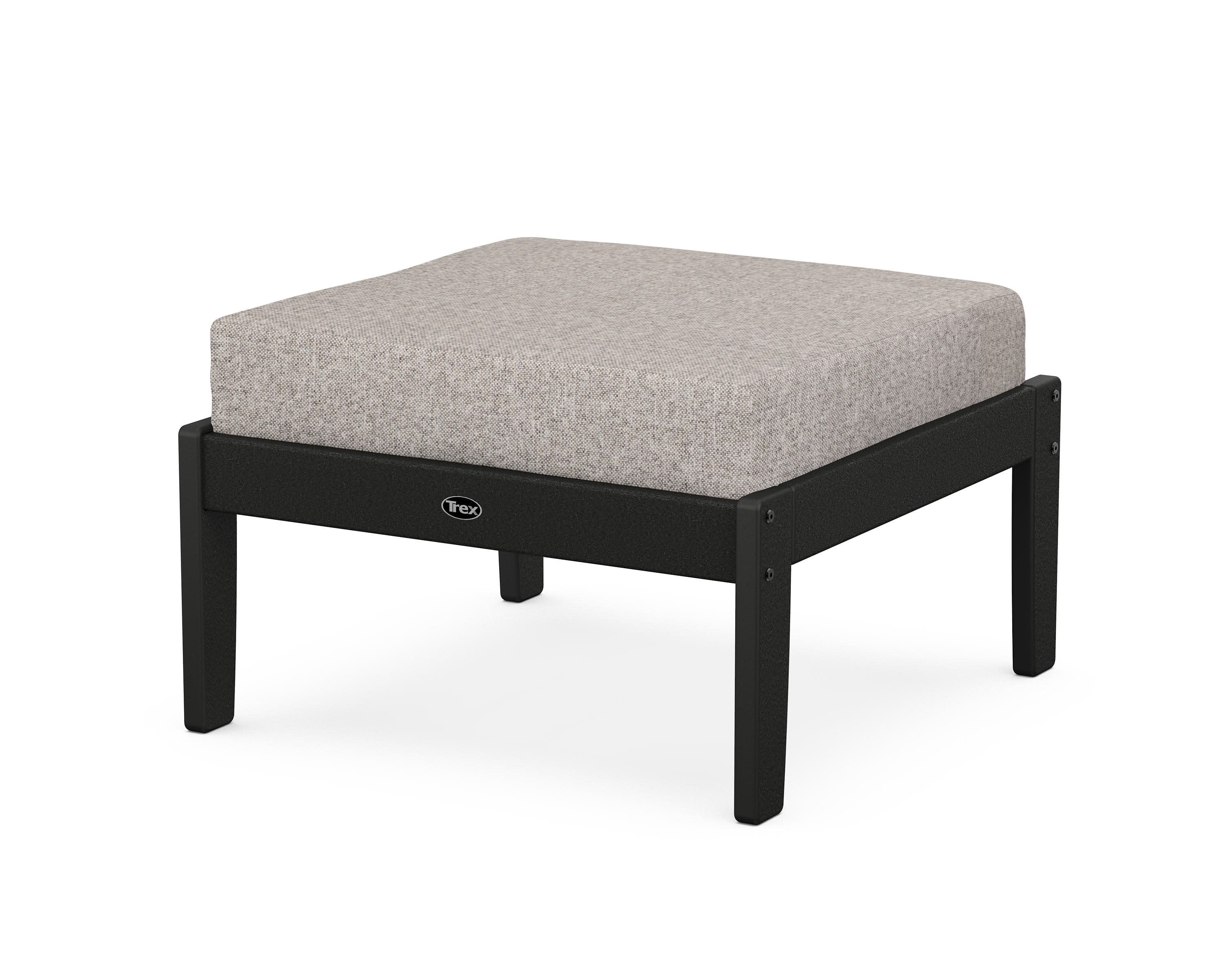 Yacht Club Deep Seating Ottoman in Charcoal Black / Weathered Tweed