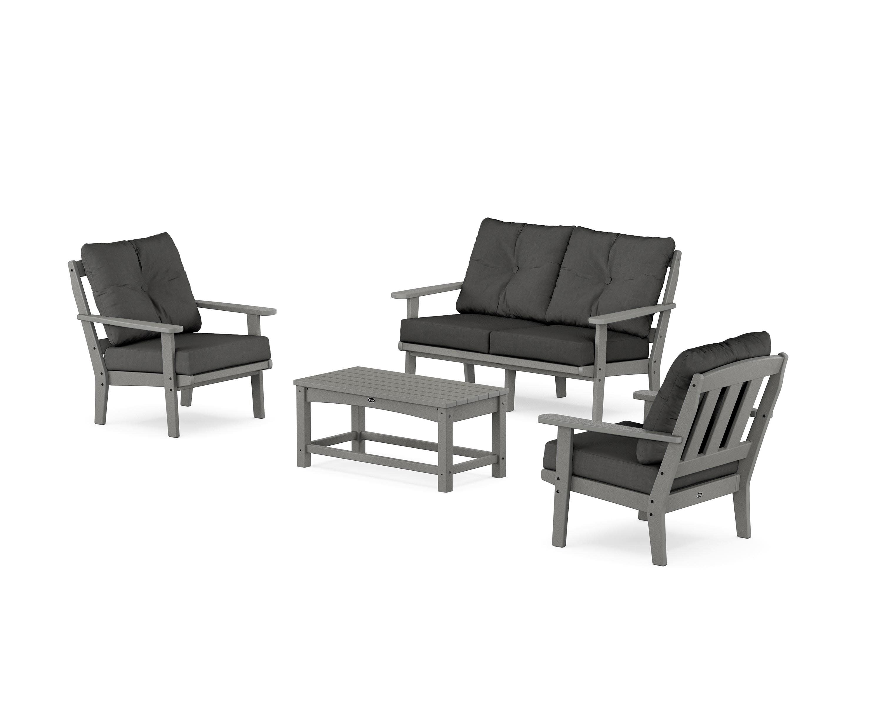 Cape Cod 4-Piece Deep Seating Set with Loveseat in Stepping Stone / Spectrum Carbon