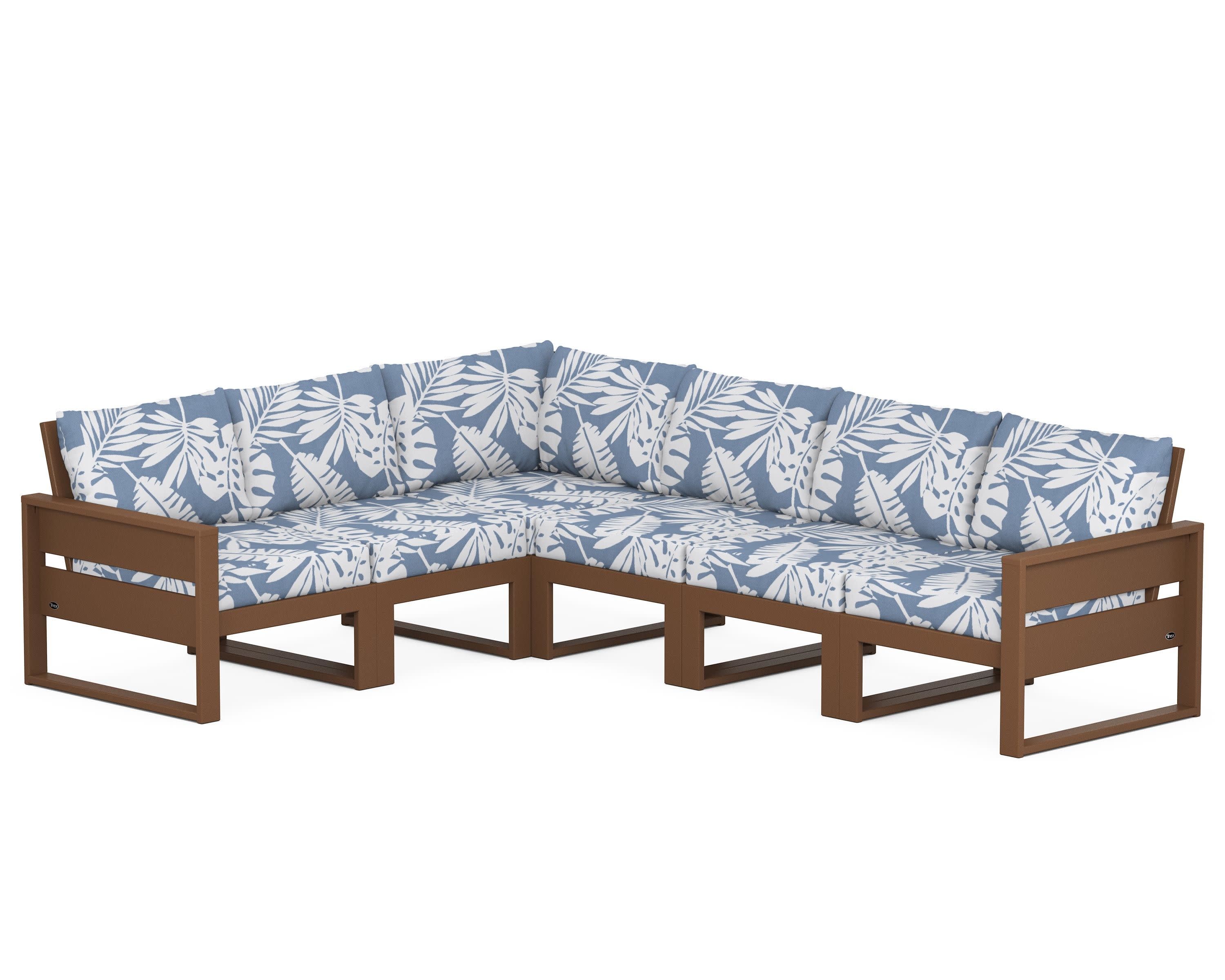 Eastport 6-Piece Sectional in Tree House / Leaf Sky Blue