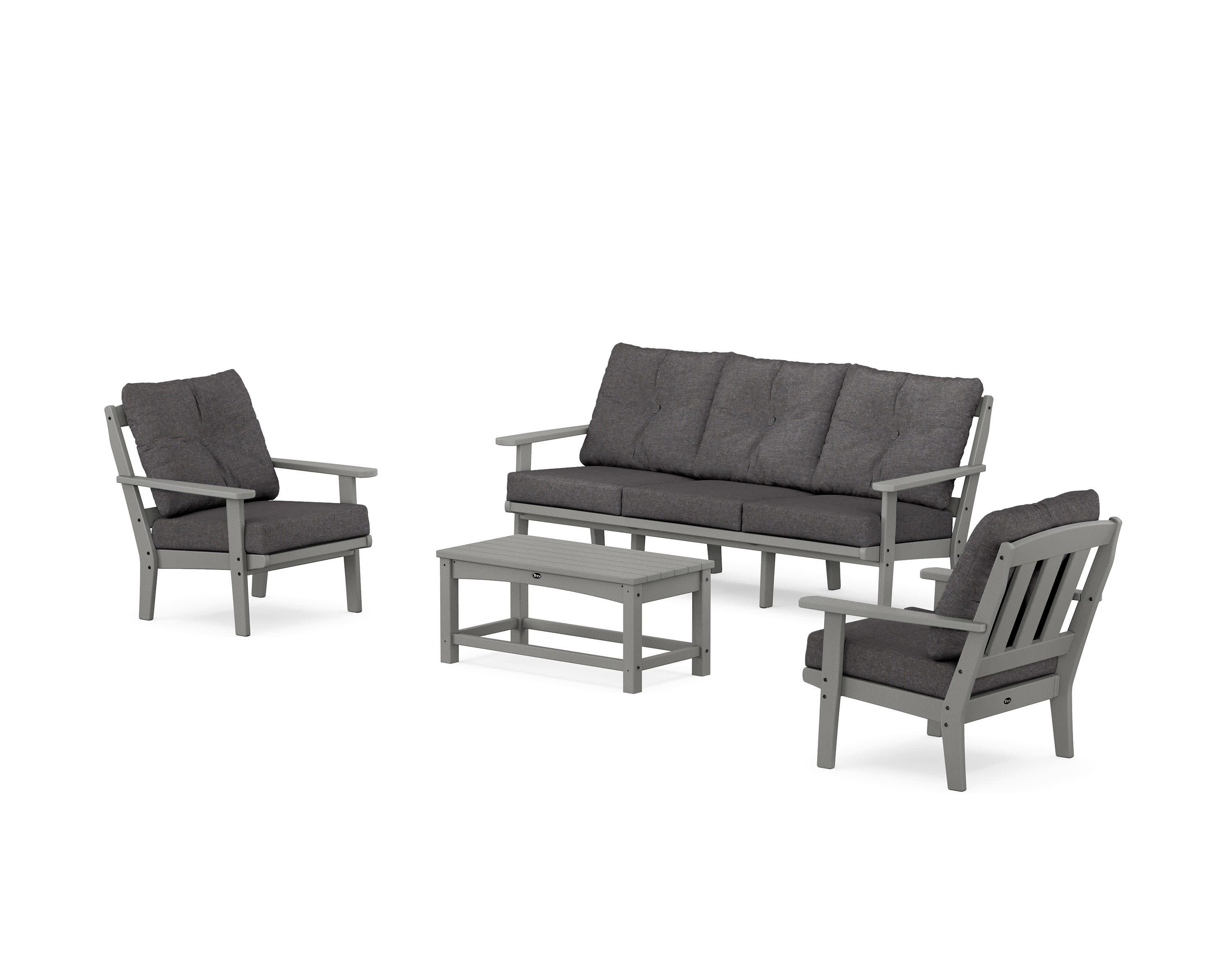 Cape Cod 4-Piece Deep Seating Set with Sofa in Stepping Stone / Ash Charcoal