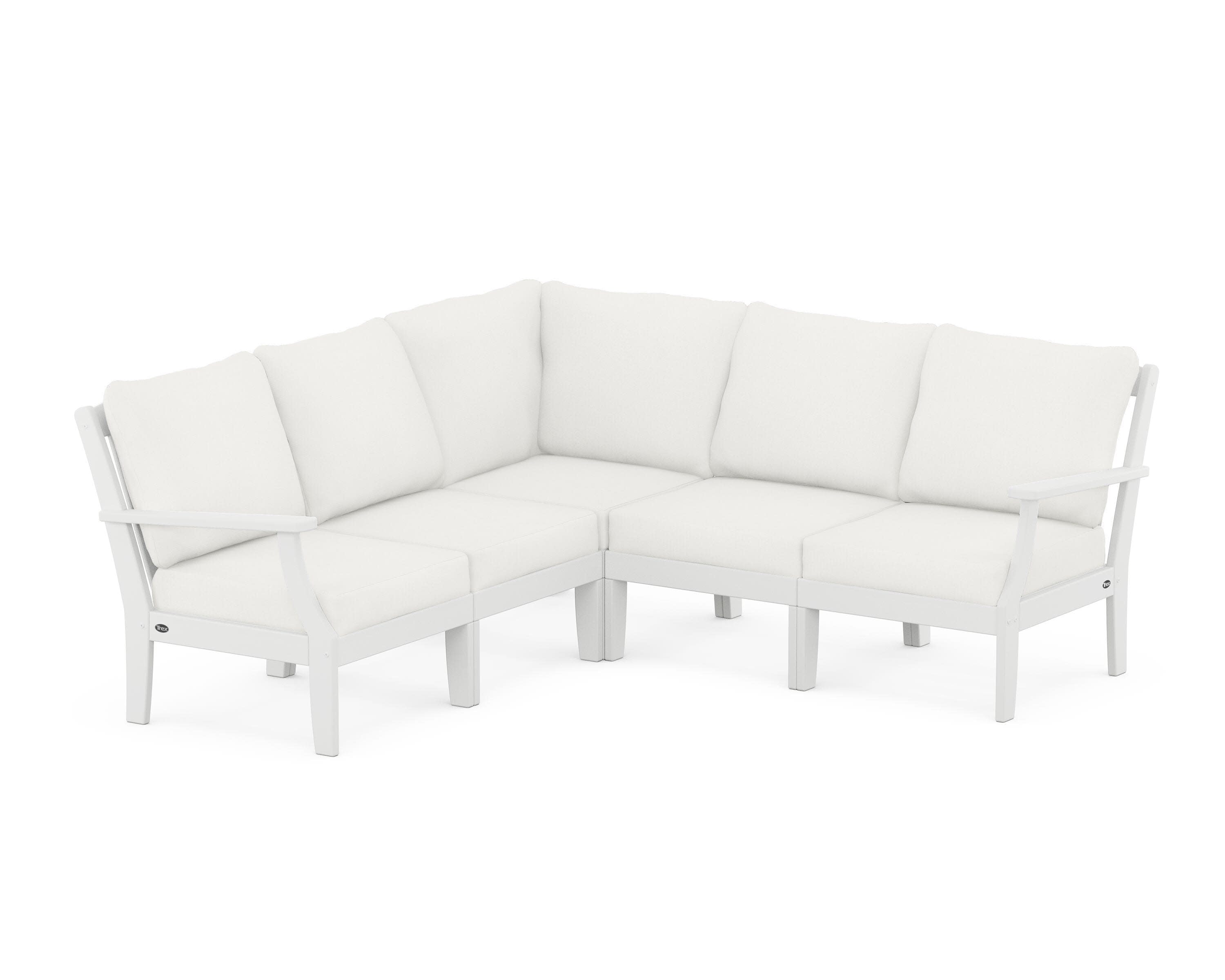 Yacht Club Modular 5-Piece Deep Seating Set in Classic White / Natural Linen