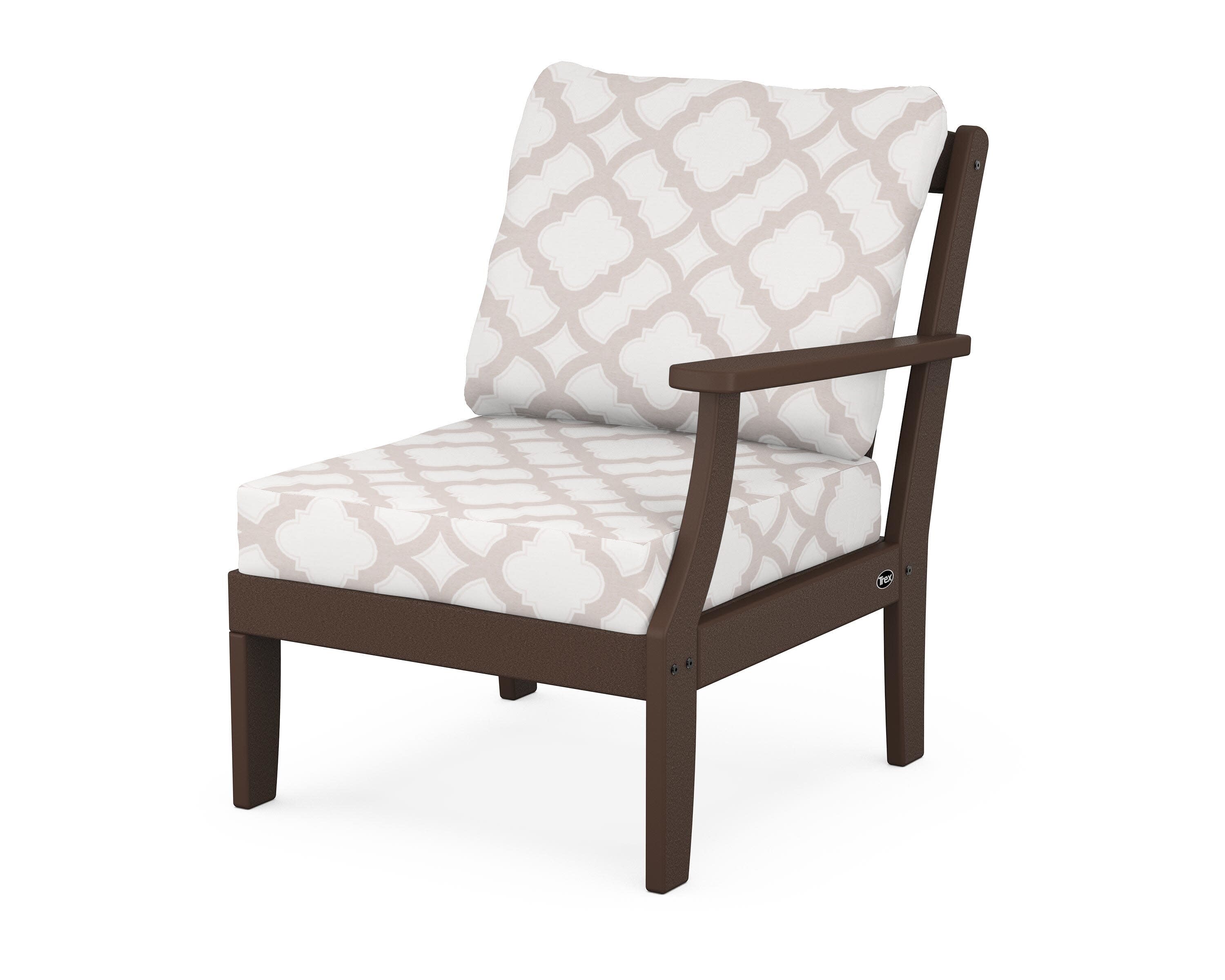 Yacht Club Modular Right Arm Chair in Vintage Lantern / Trellis Dune Burlap