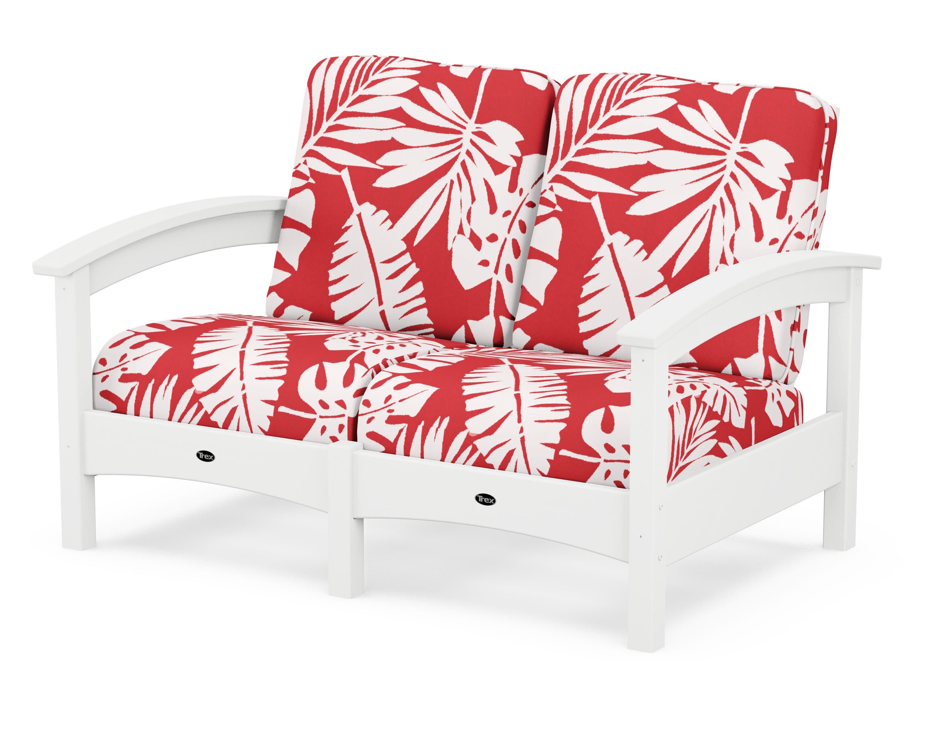 Rockport Club Loveseat in Classic White / Leaf Crimson