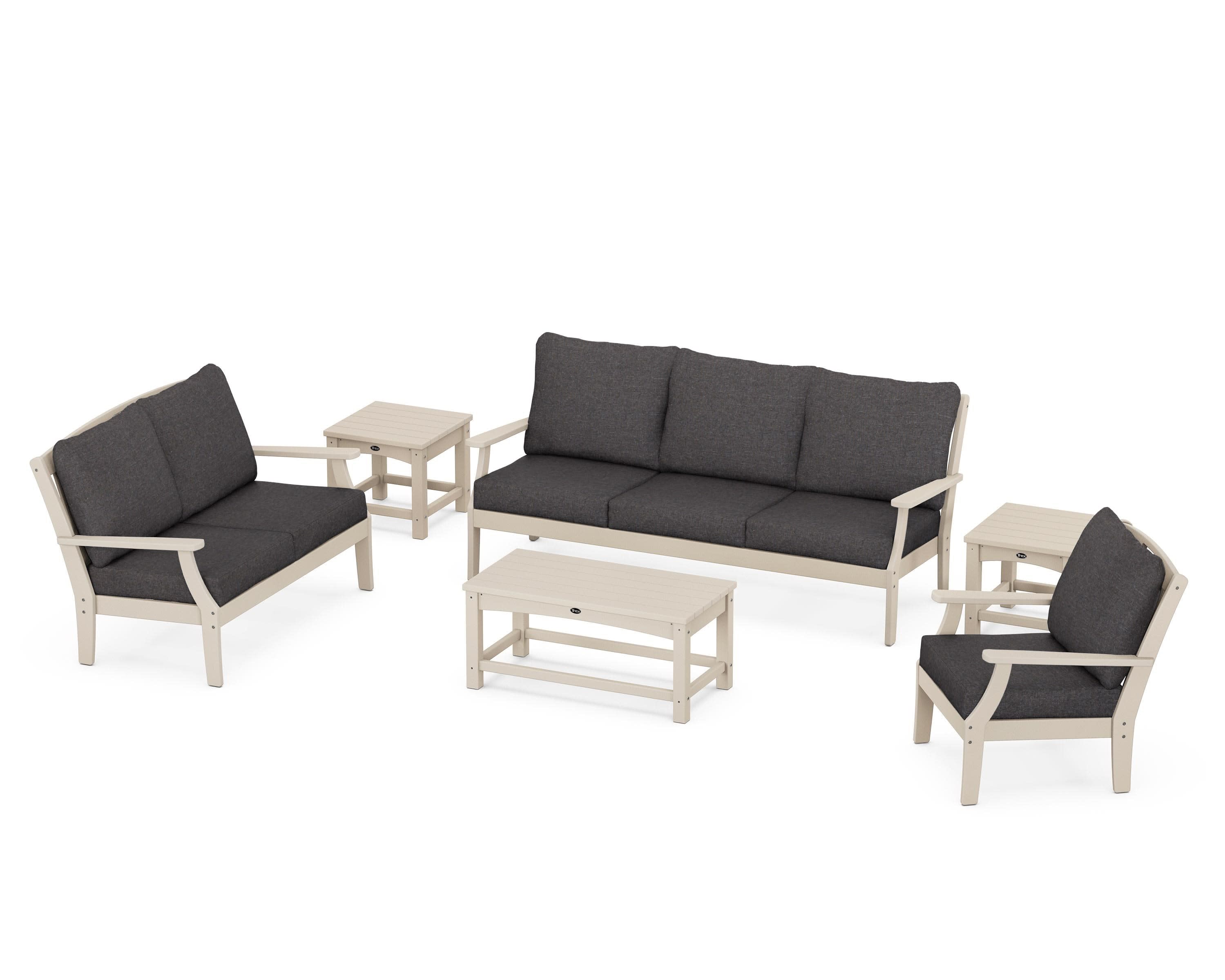 Yacht Club 6-Piece Deep Seating Set in Sand Castle / Ash Charcoal