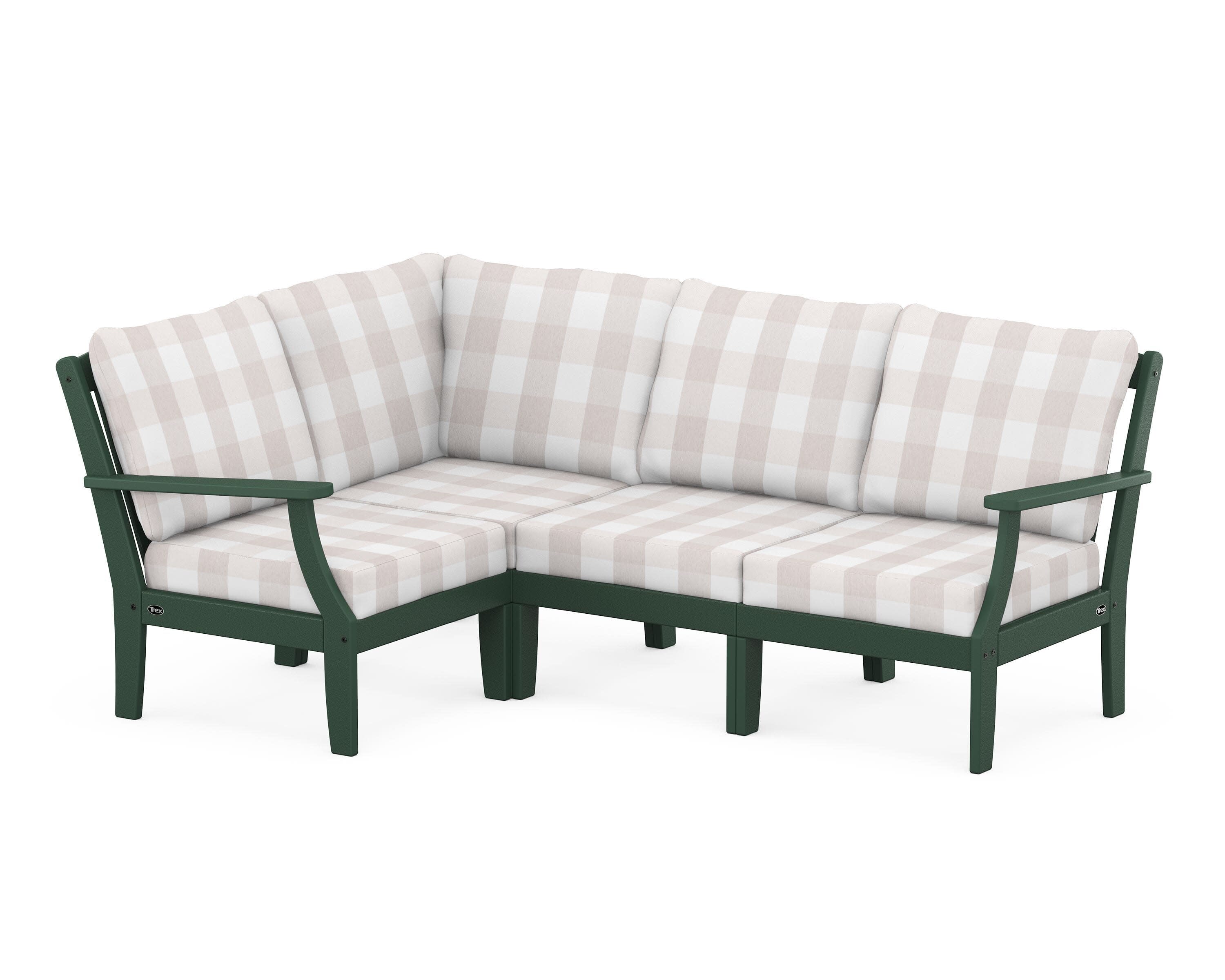 Yacht Club Modular 4-Piece Deep Seating Set in Rainforest Canopy / Buffalo Plaid Dune Burlap