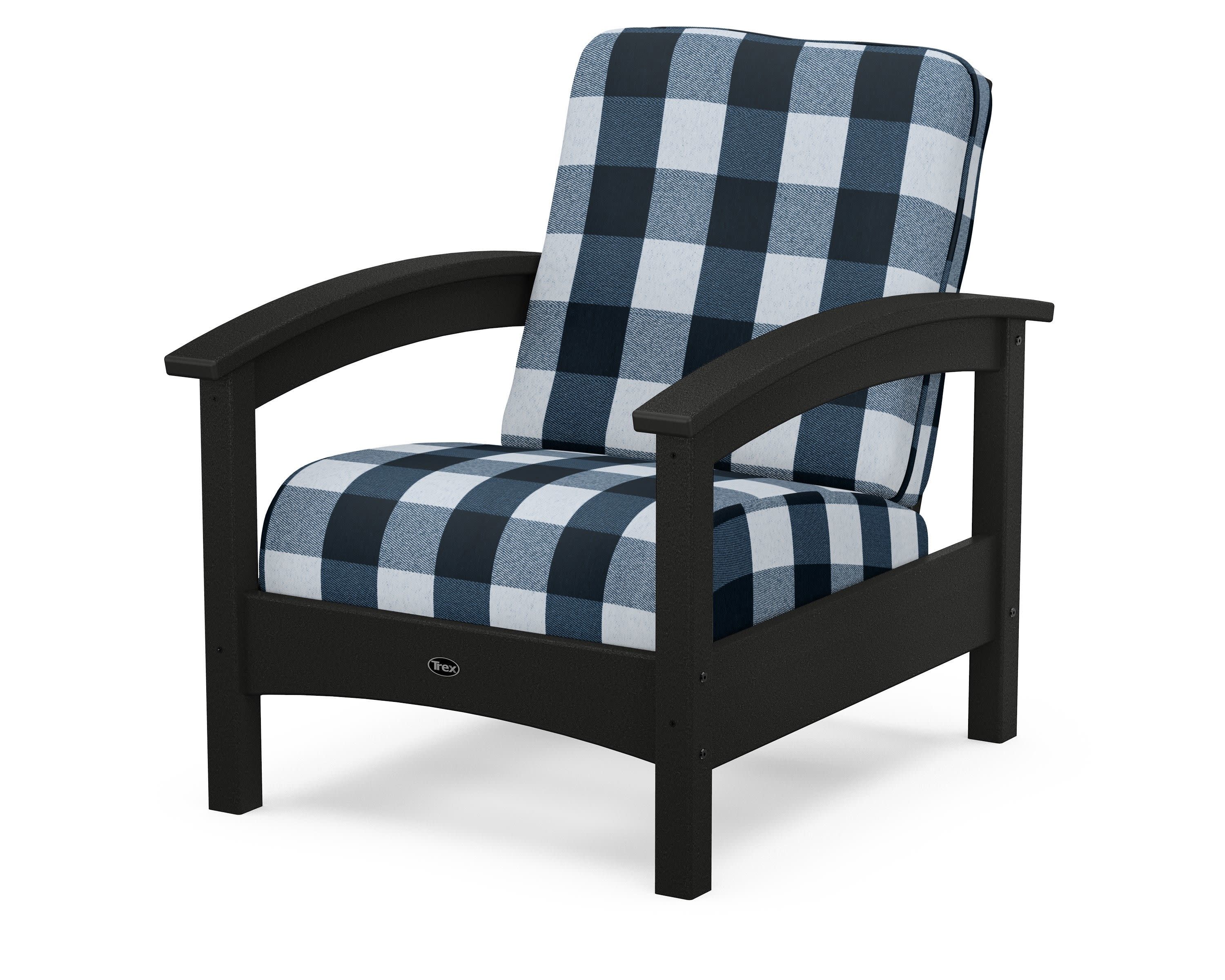 Rockport Club Chair in Charcoal Black / Buffalo Plaid Marine Indigo