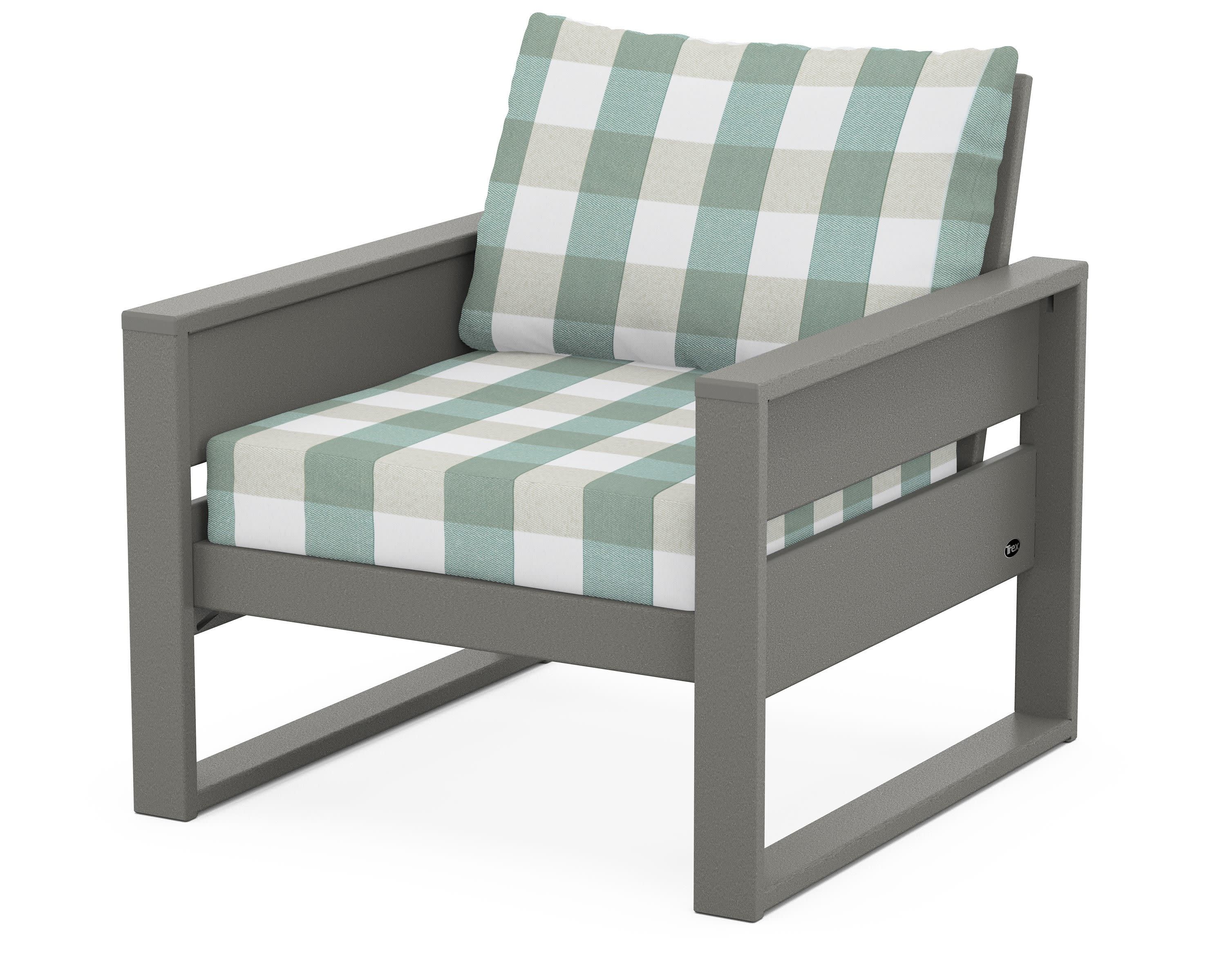 Eastport Club Chair in Stepping Stone / Buffalo Plaid Glacier Spa
