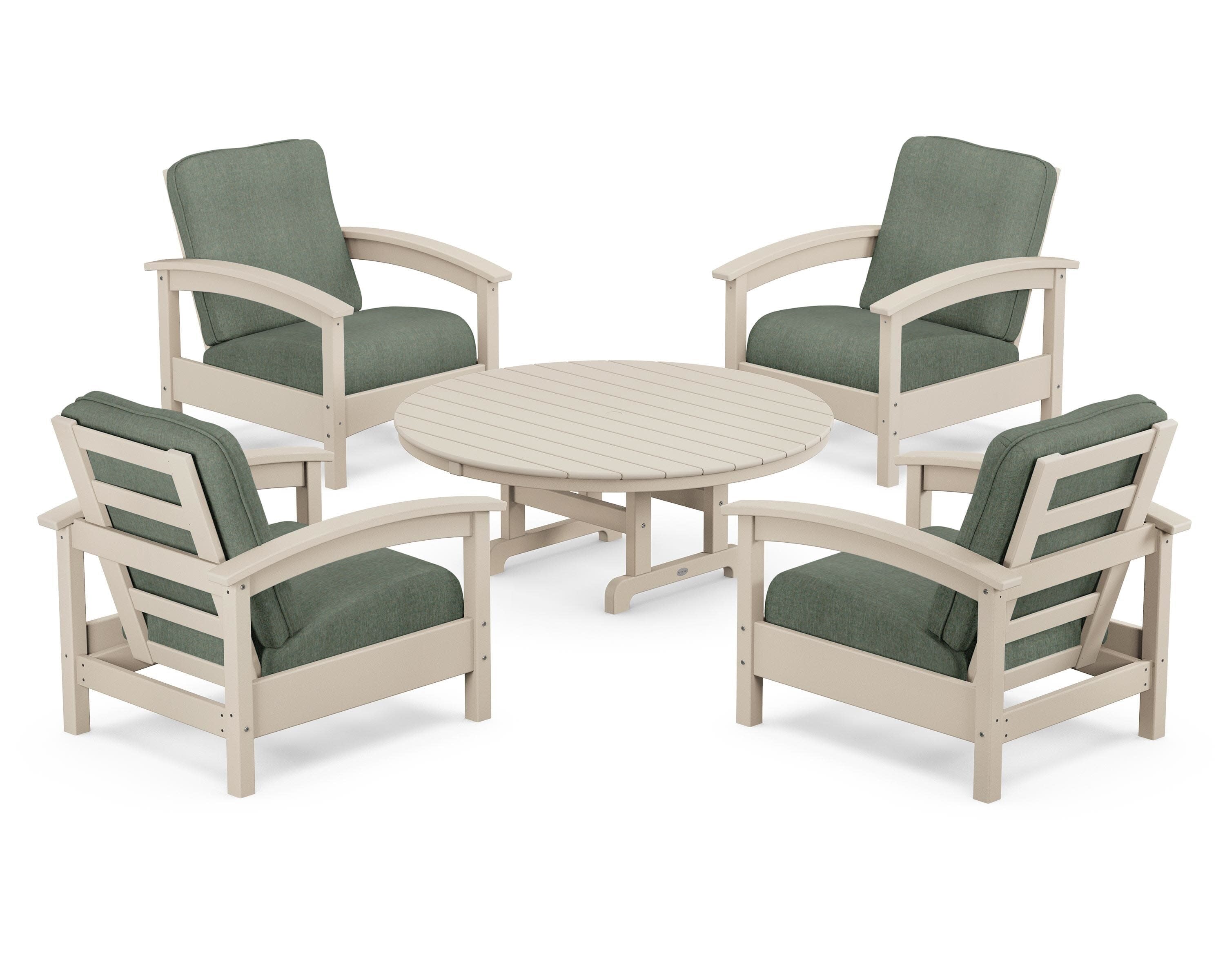 Rockport 5-Piece Deep Seating Set in Sand Castle / Cast Sage