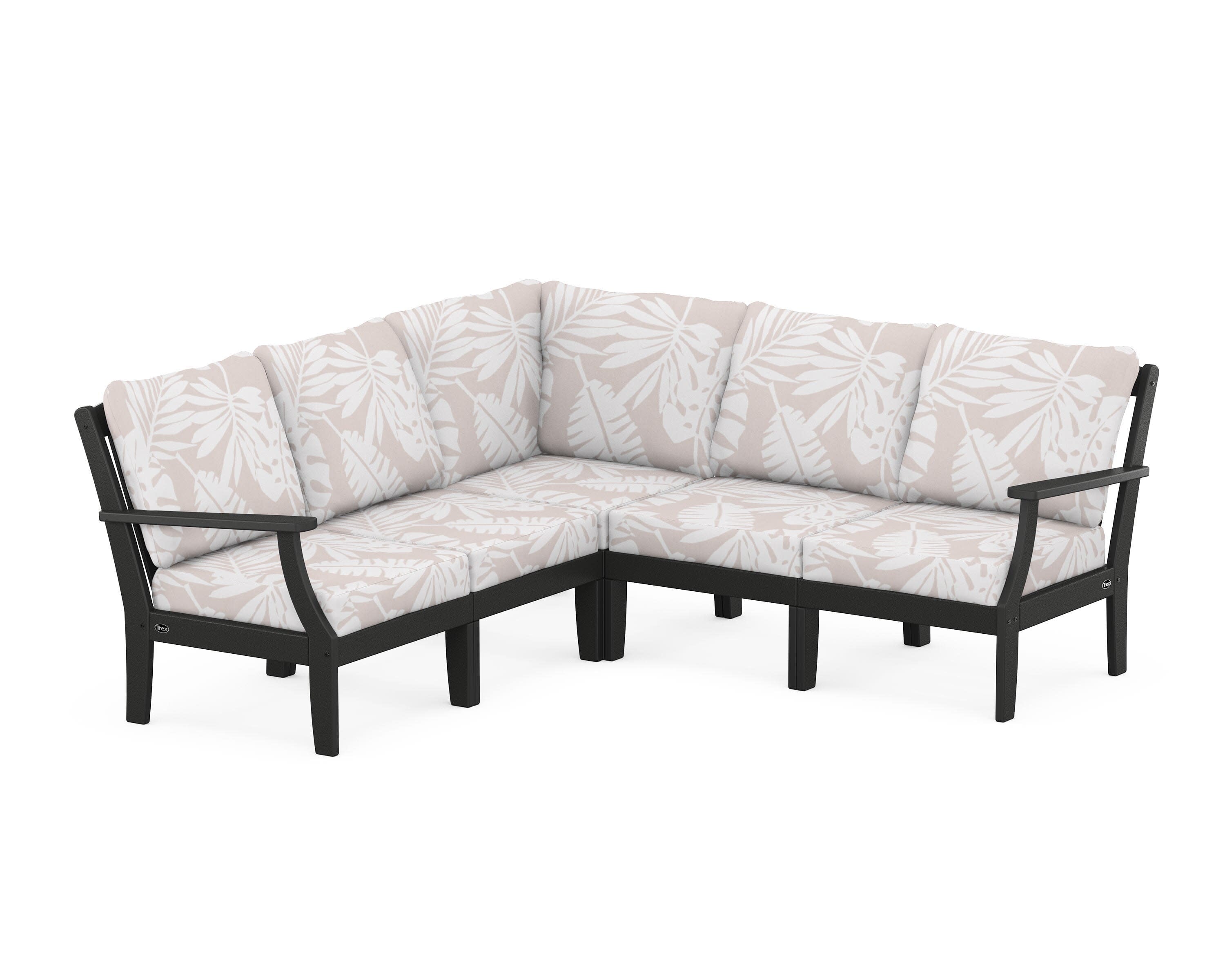 Yacht Club Modular 5-Piece Deep Seating Set in Charcoal Black / Leaf Dune Burlap