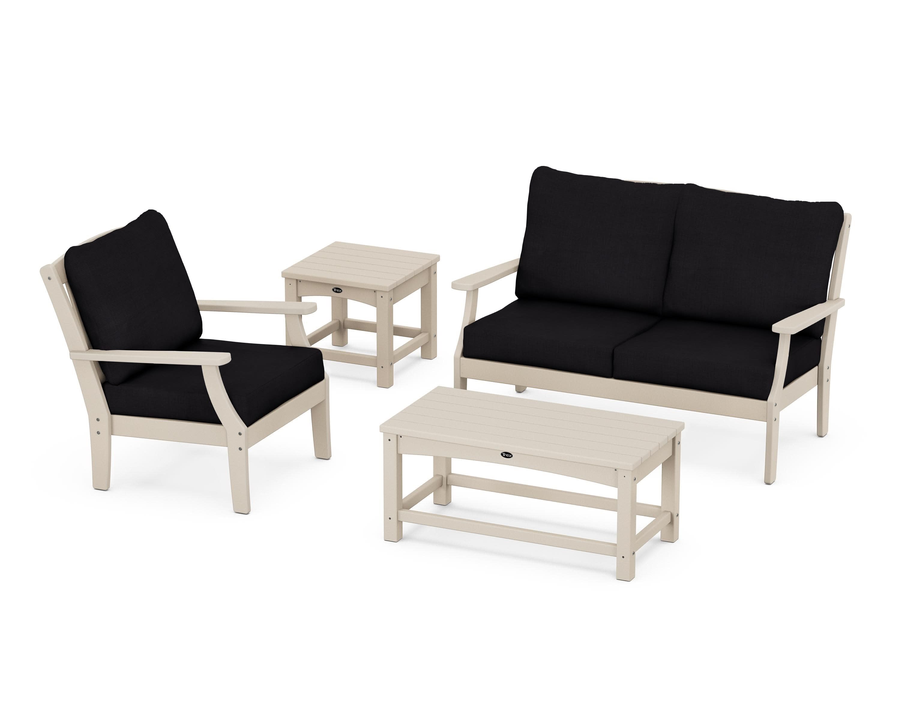 Yacht Club 4-Piece Deep Seating Set in Sand Castle / Midnight Linen