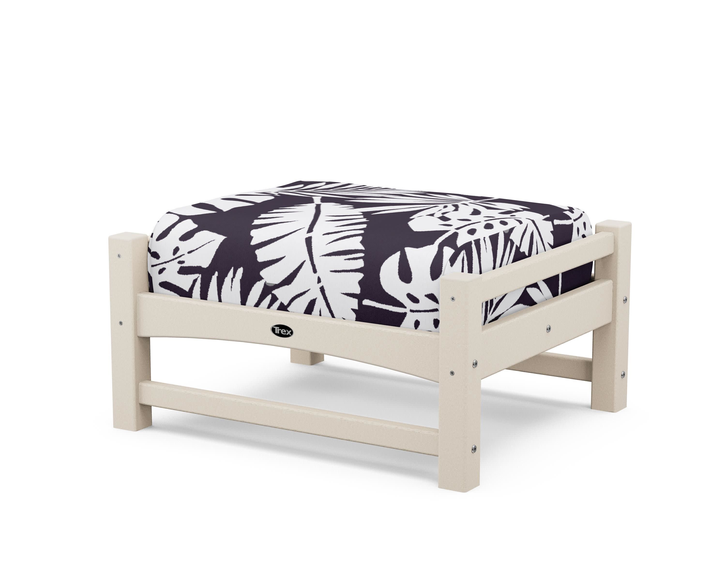 Rockport Club Ottoman in Sand Castle / Leaf Navy