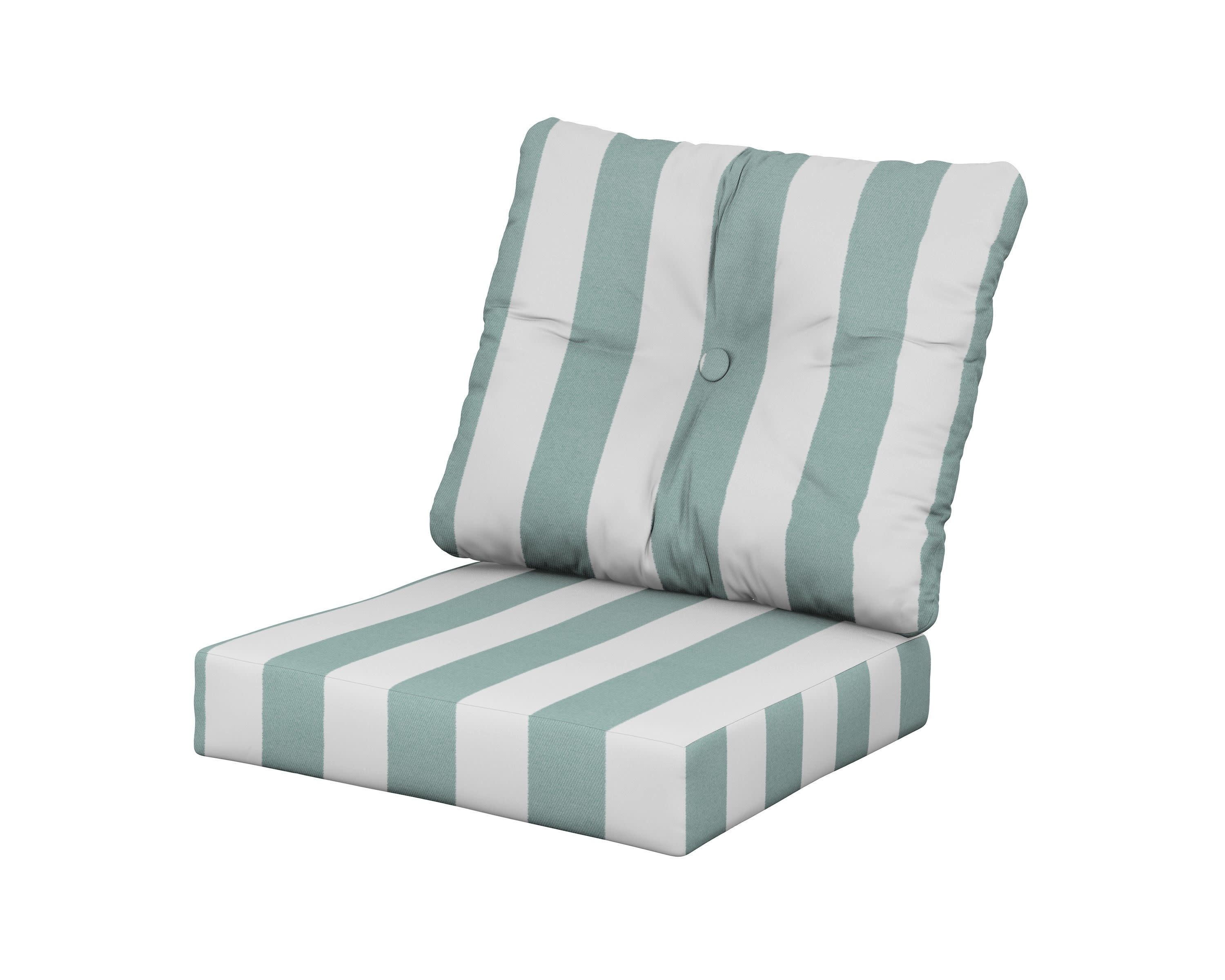 Vineyard Seat/Back Cushion in Cabana Stripe Glacier Spa