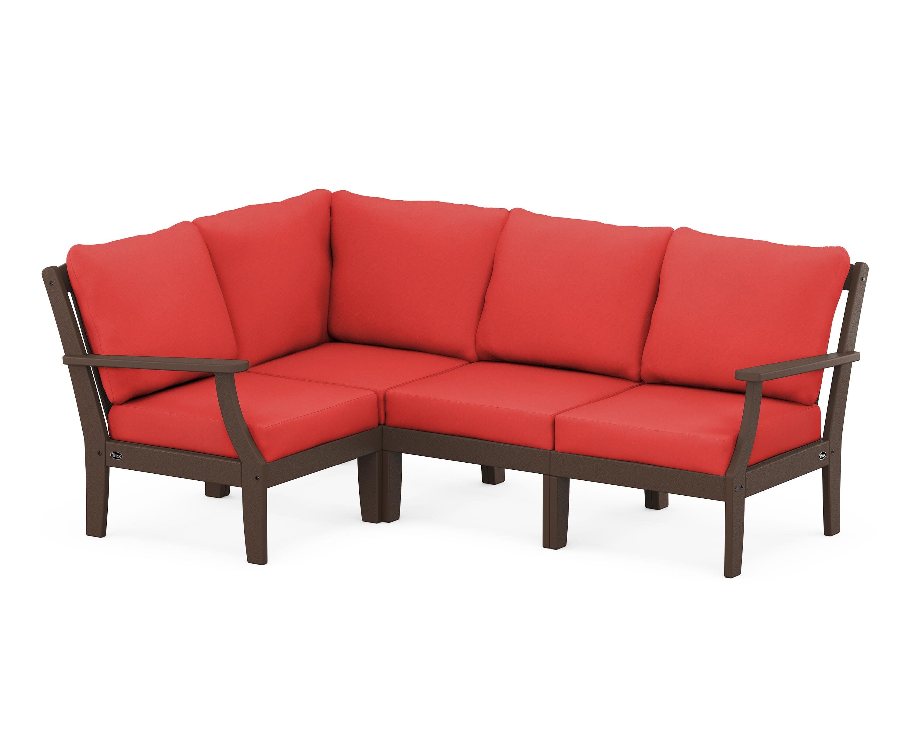 Yacht Club Modular 4-Piece Deep Seating Set in Vintage Lantern / Crimson Linen