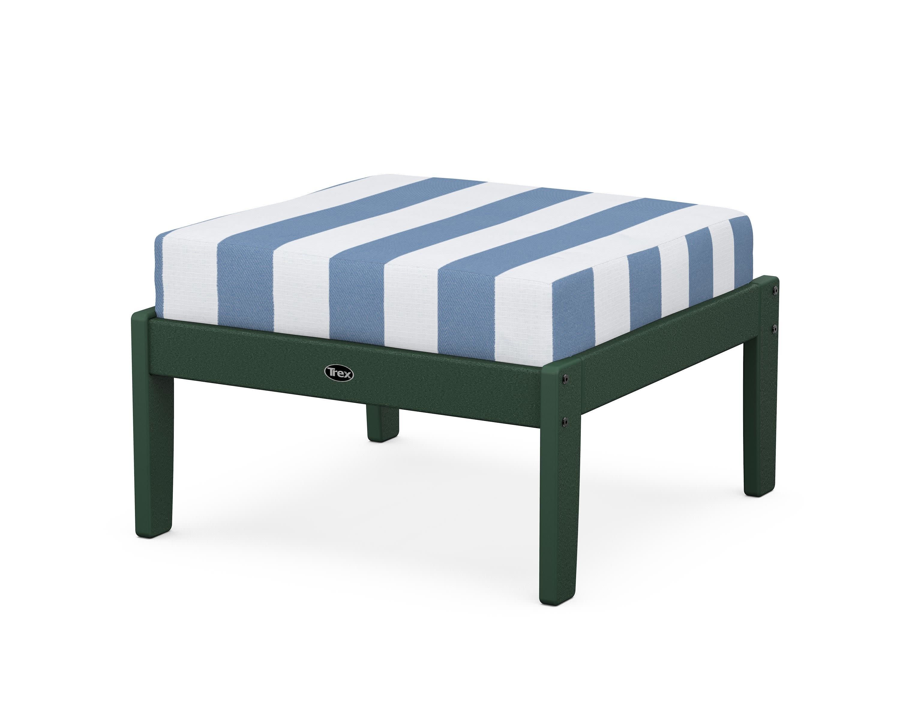 Yacht Club Deep Seating Ottoman in Rainforest Canopy / Cabana Stripe Sky Blue
