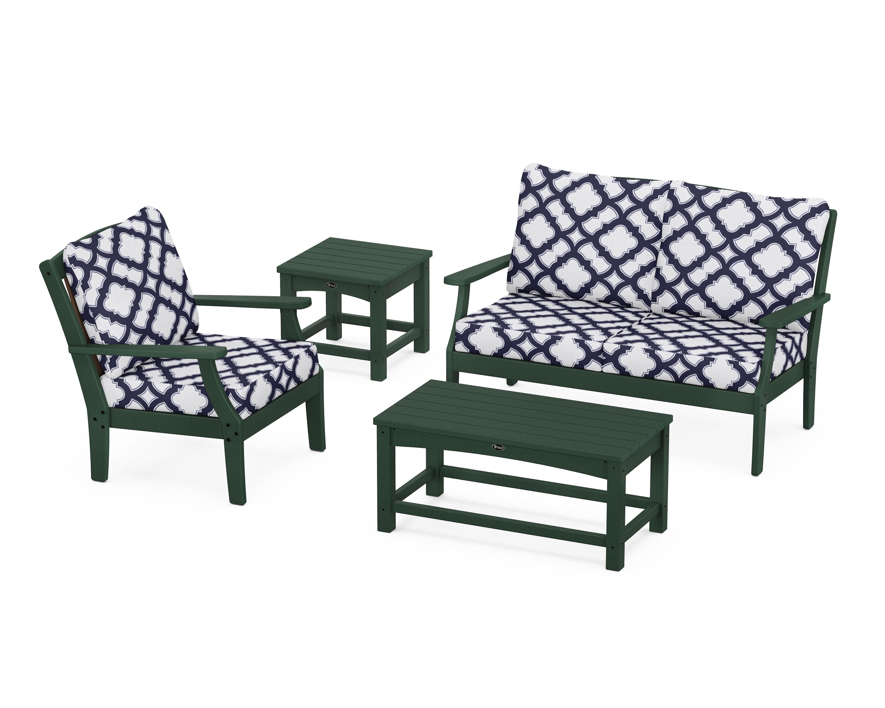 Yacht Club 4-Piece Deep Seating Set in Rainforest Canopy / Trellis Navy