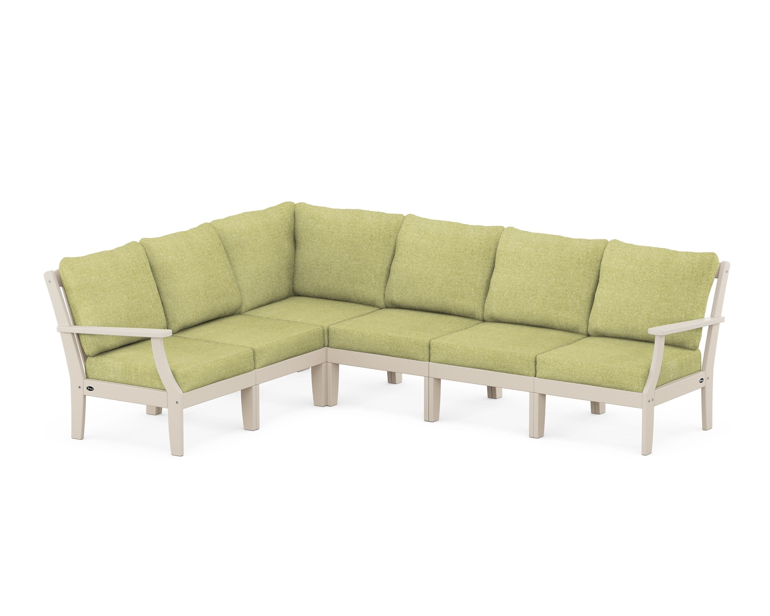 Yacht Club Modular 6-Piece Deep Seating Set in Sand Castle / Chartreuse Boucle