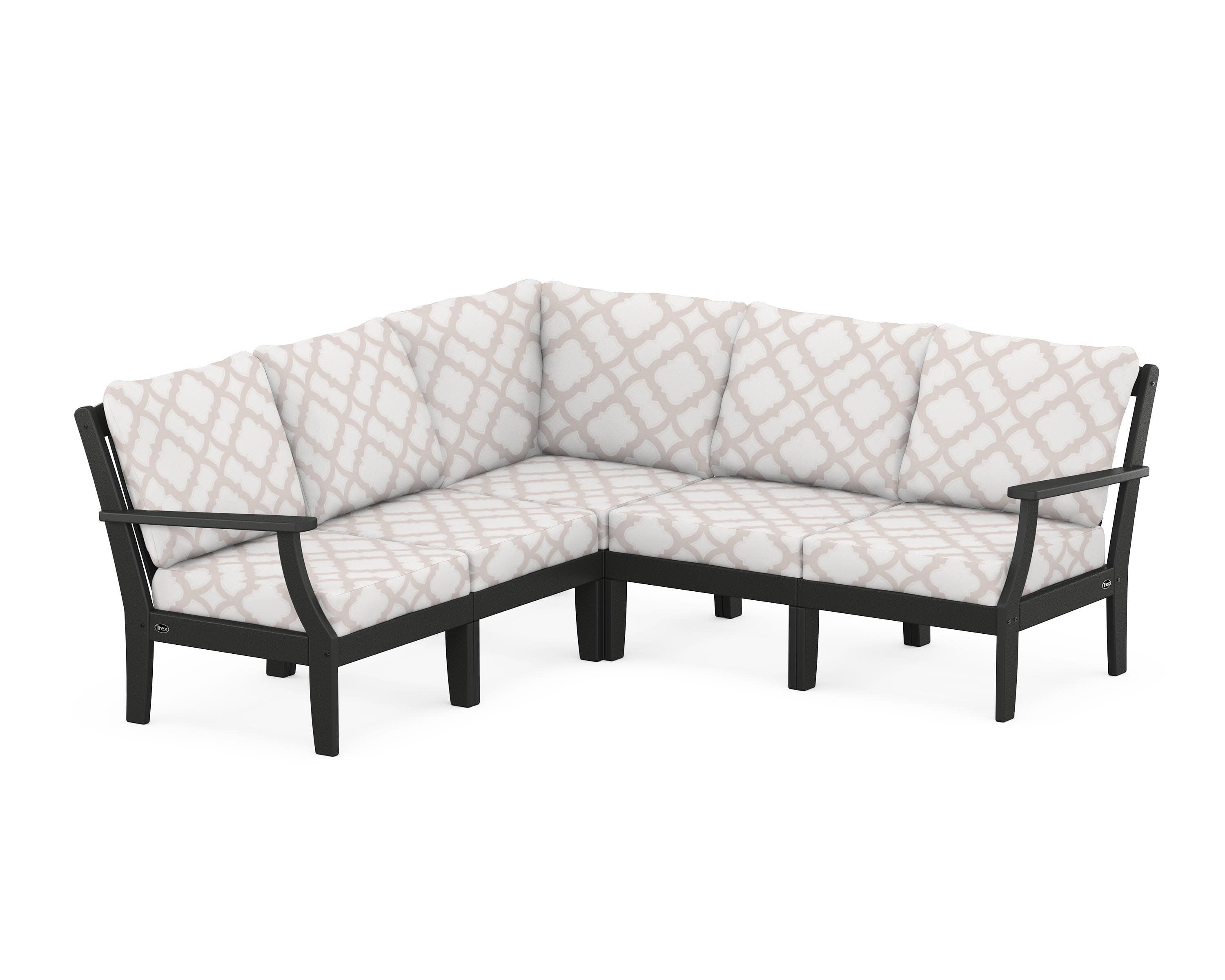 Yacht Club Modular 5-Piece Deep Seating Set in Charcoal Black / Trellis Dune Burlap