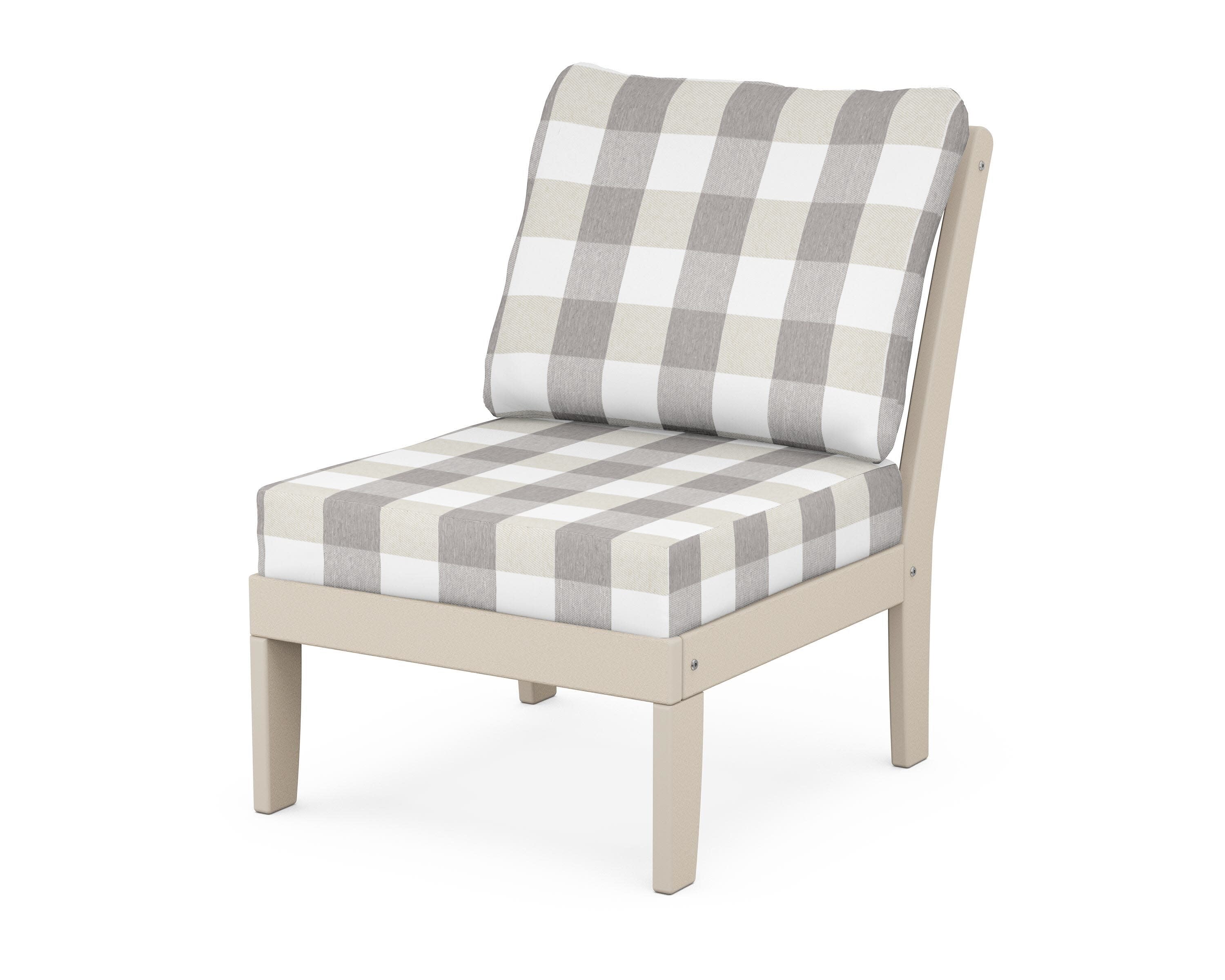 Yacht Club Modular Armless Chair in Sand Castle / Buffalo Plaid Grey Mist