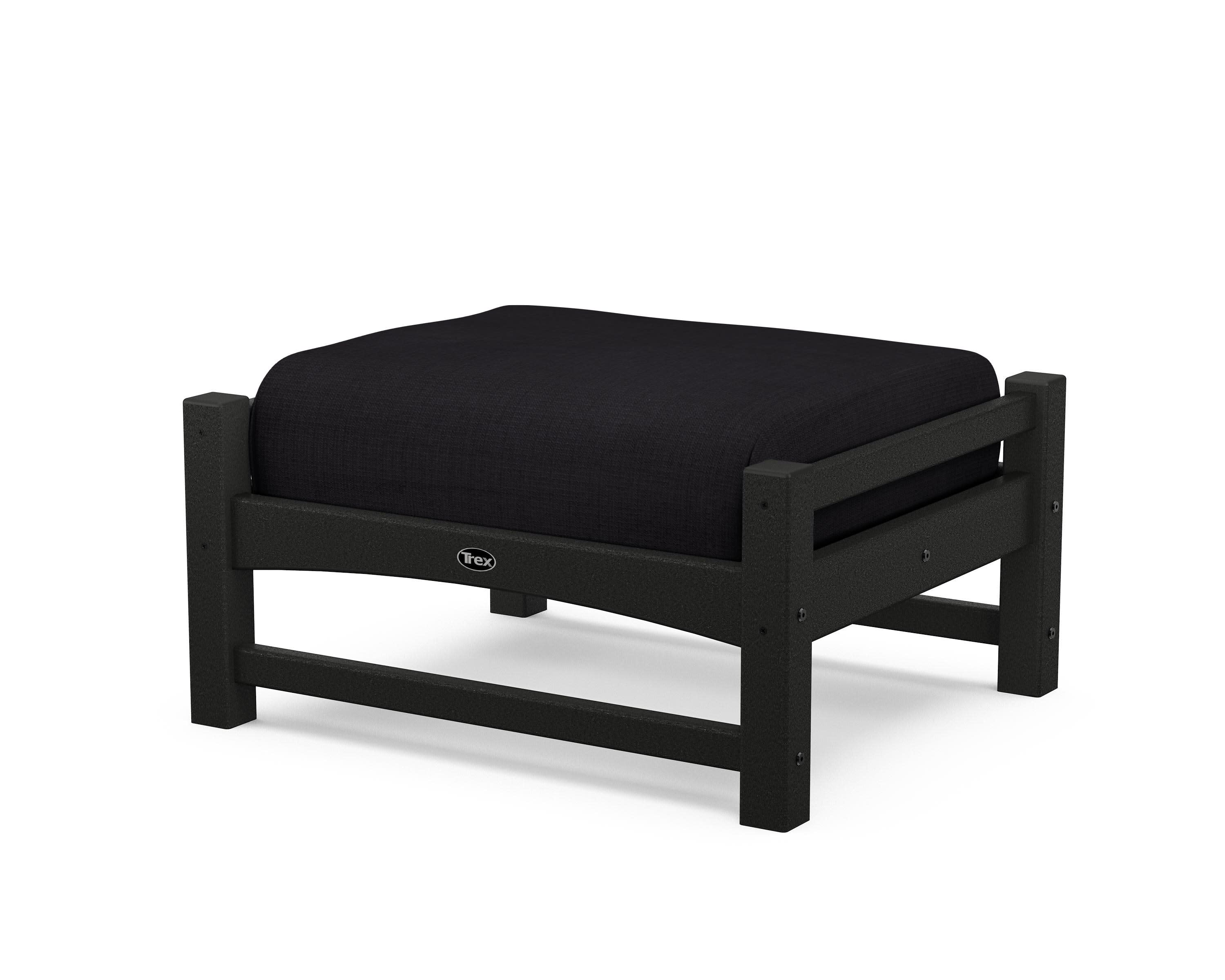 Rockport Club Ottoman in Charcoal Black / Midnight Linen