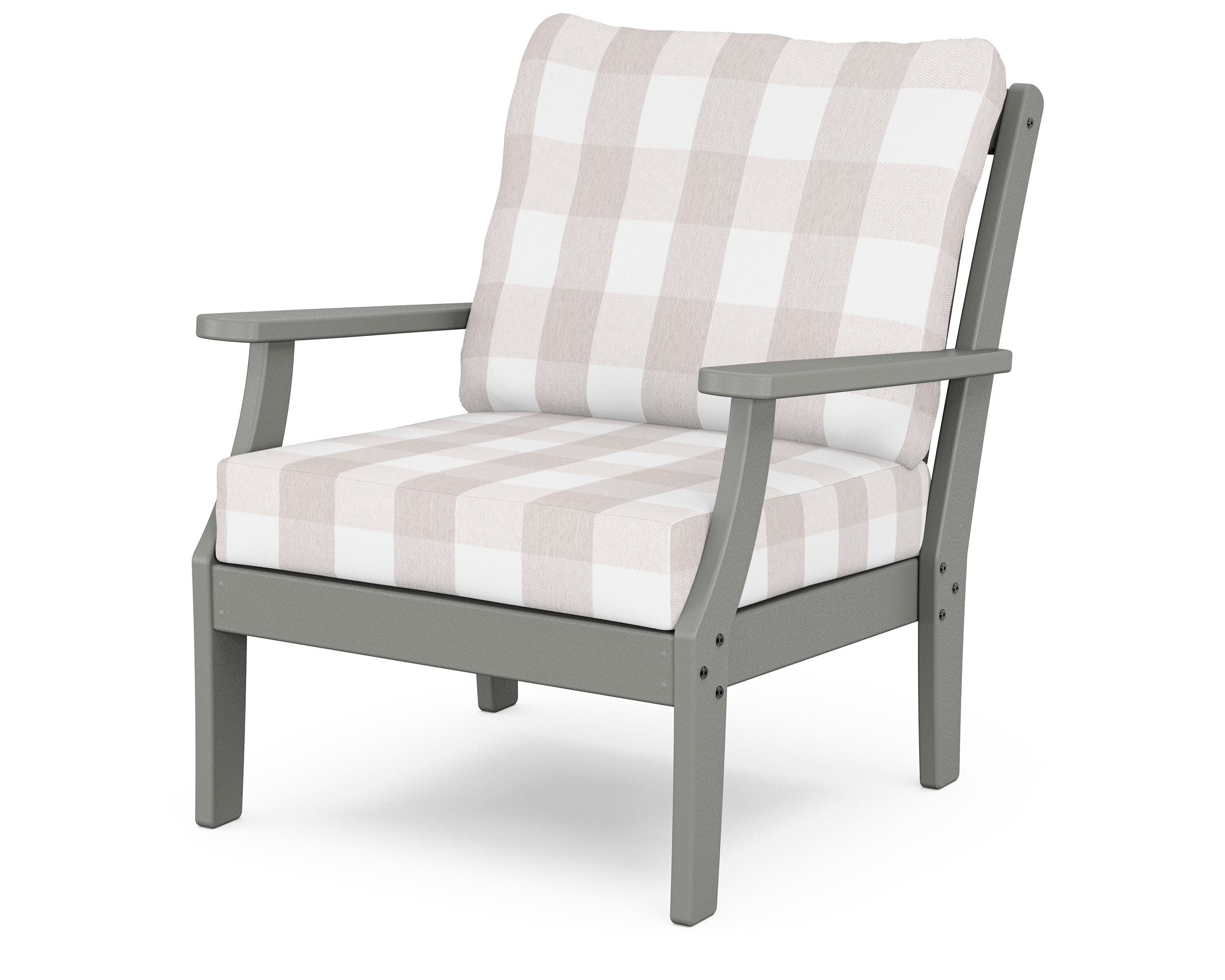 Yacht Club Deep Seating Chair in Stepping Stone / Buffalo Plaid Dune Burlap