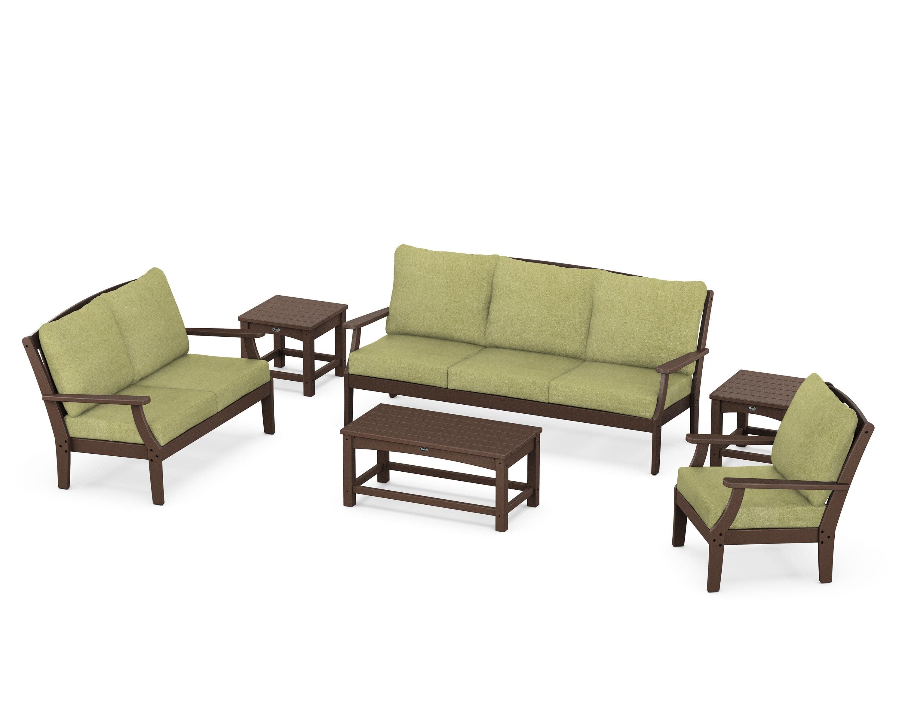 Yacht Club 6-Piece Deep Seating Set in Vintage Lantern / Chartreuse Boucle