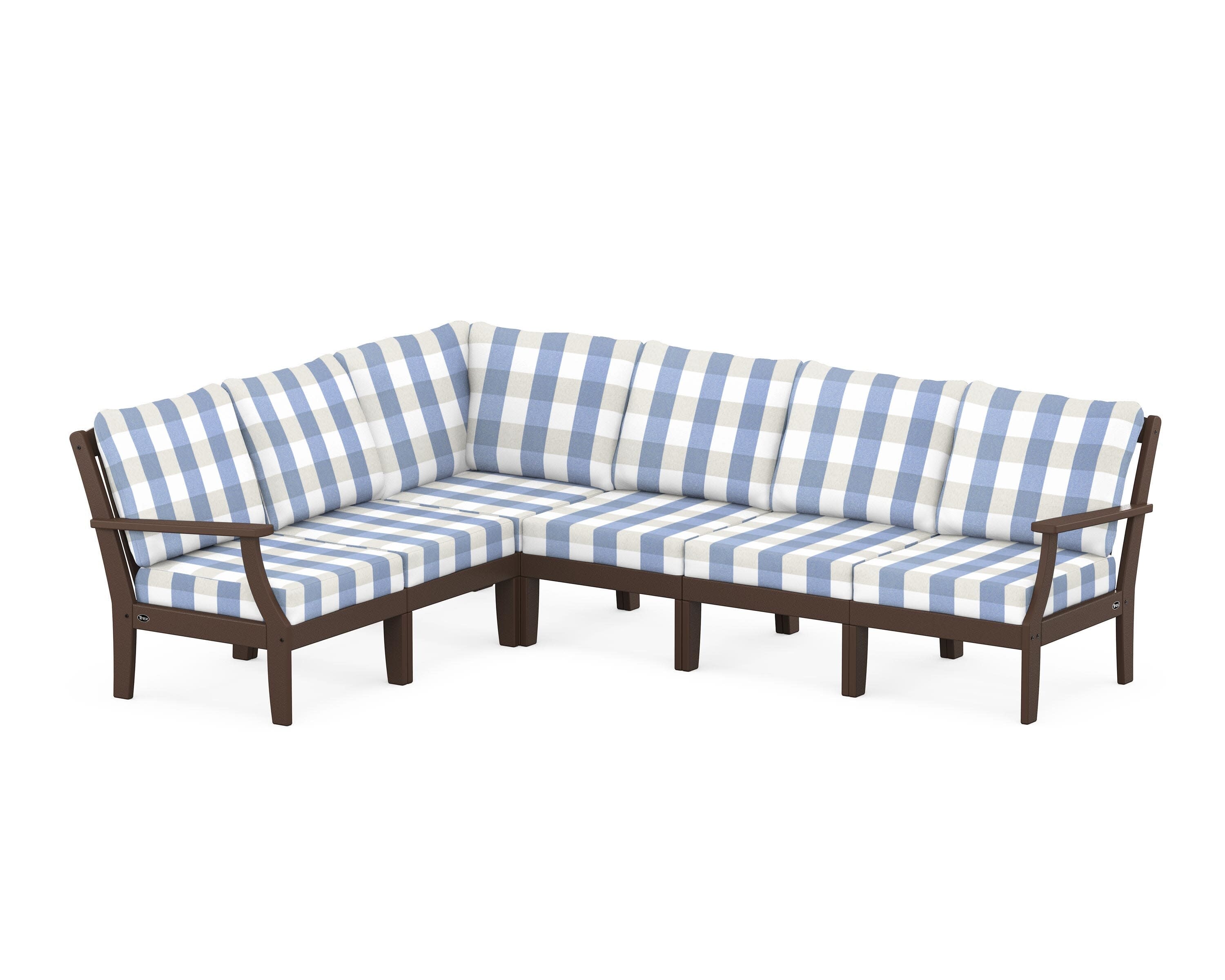 Yacht Club Modular 6-Piece Deep Seating Set in Vintage Lantern / Buffalo Plaid Sky Blue