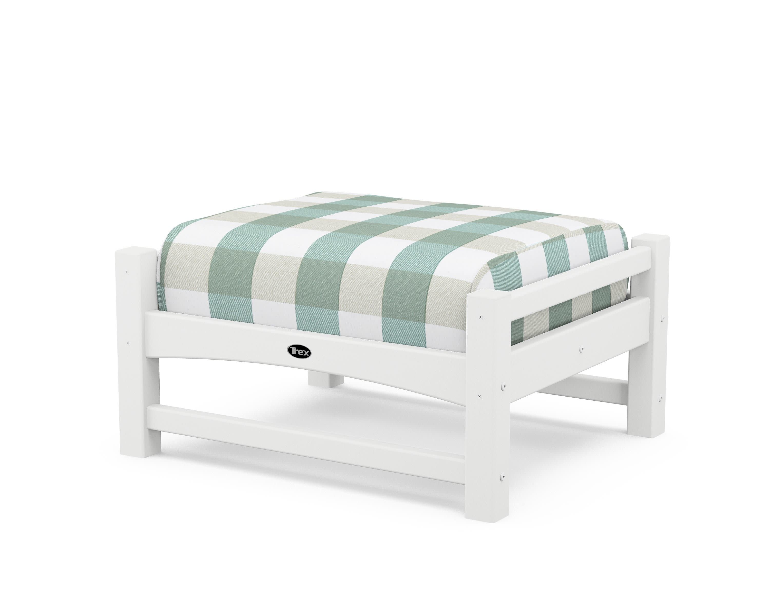Rockport Club Ottoman in Classic White / Buffalo Plaid Glacier Spa