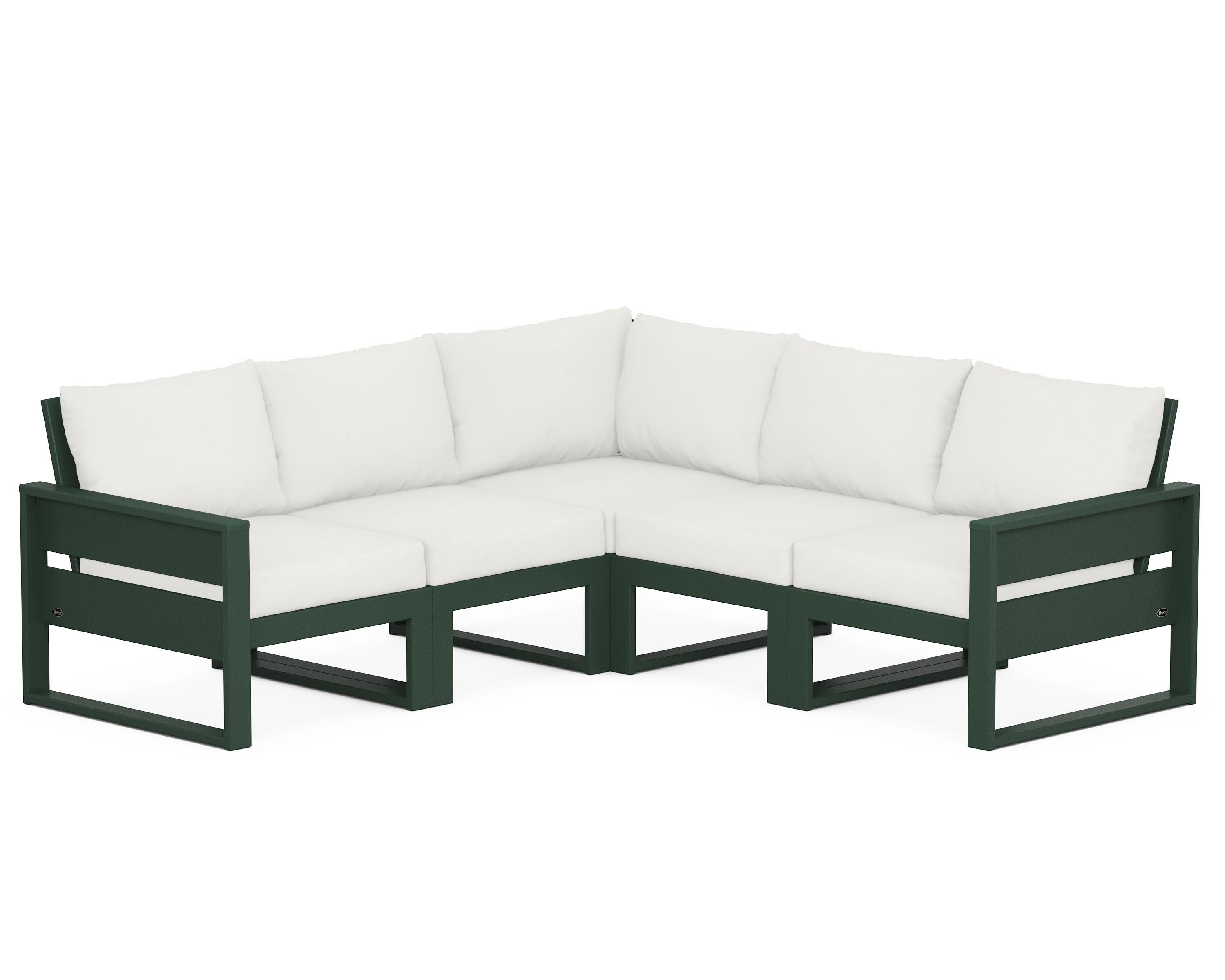 Eastport 5-Piece Sectional in Rainforest Canopy / Natural Linen