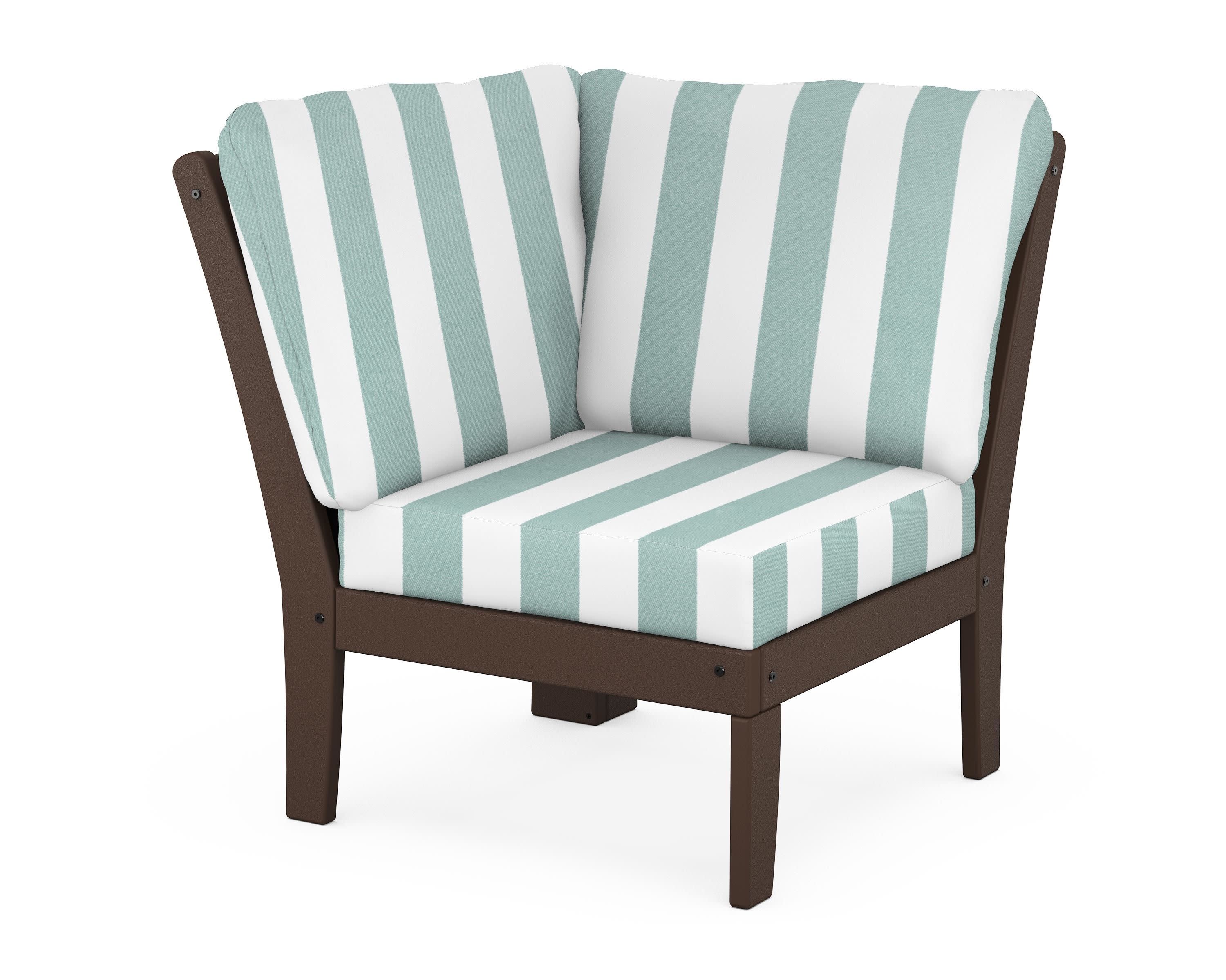 Yacht Club Modular Corner Chair in Vintage Lantern / Cabana Stripe Glacier Spa