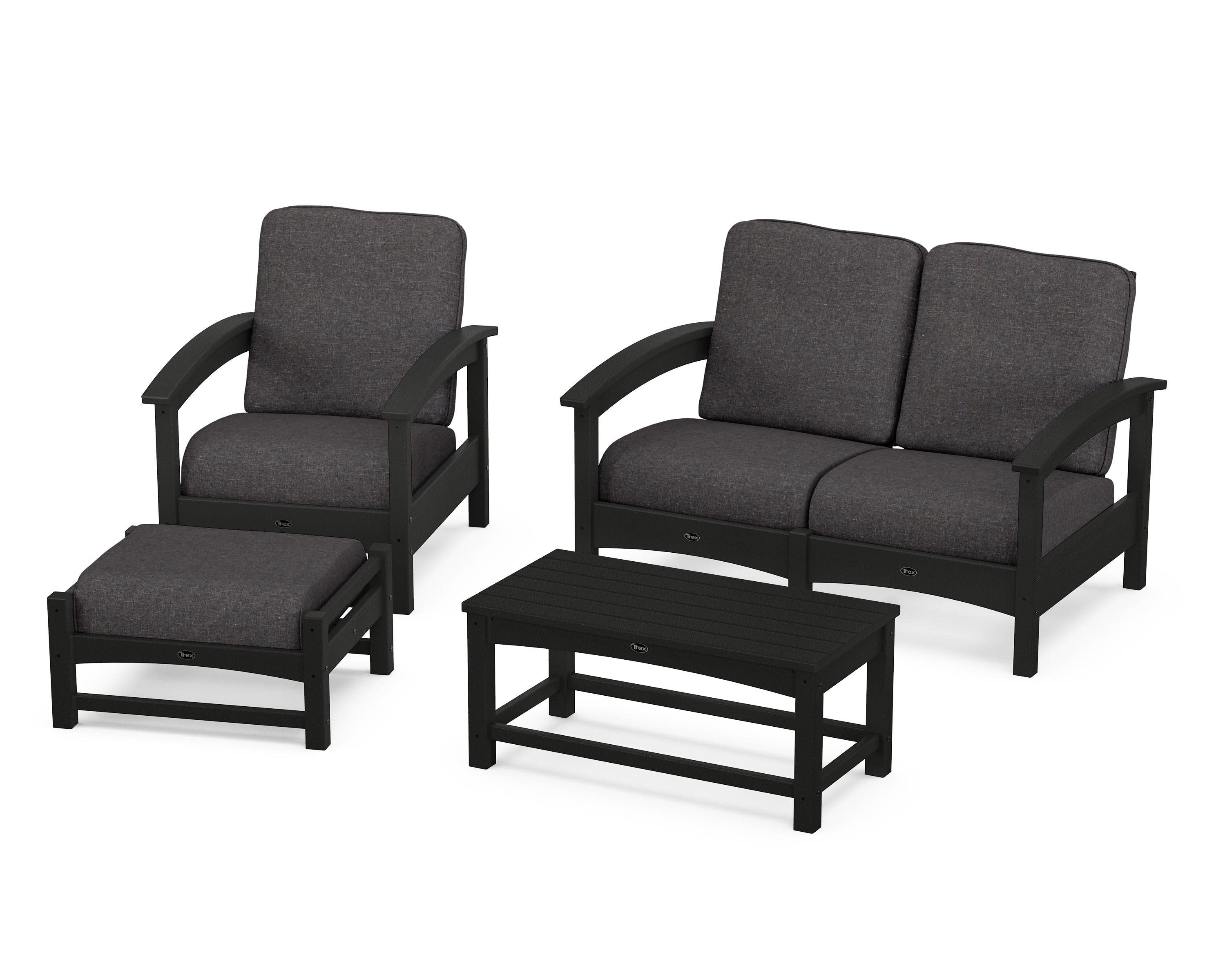 Rockport 4-Piece Deep Seating Conversation Group in Charcoal Black / Ash Charcoal
