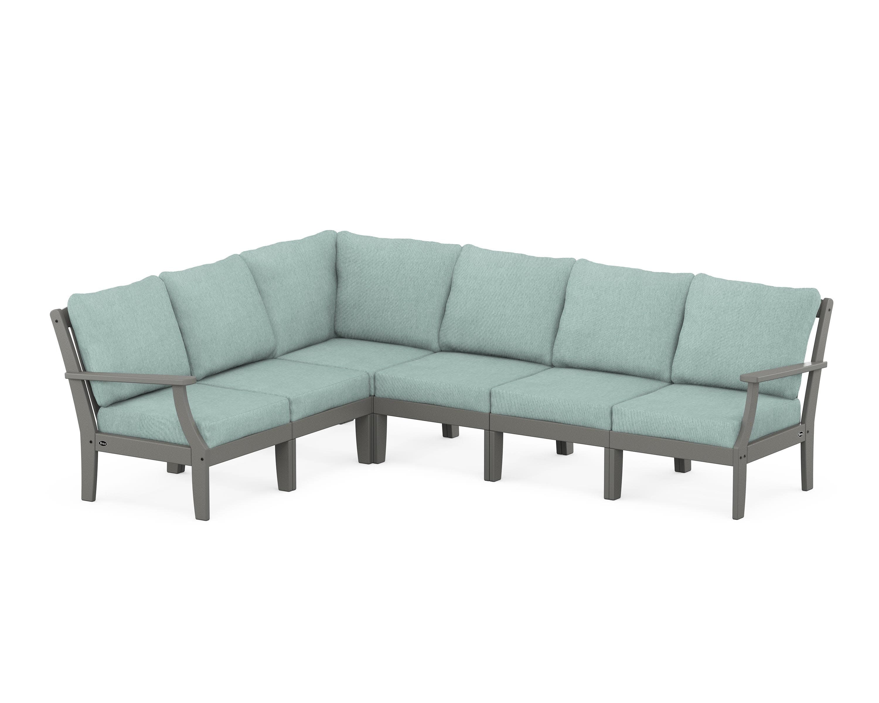 Yacht Club Modular 6-Piece Deep Seating Set in Stepping Stone / Glacier Spa