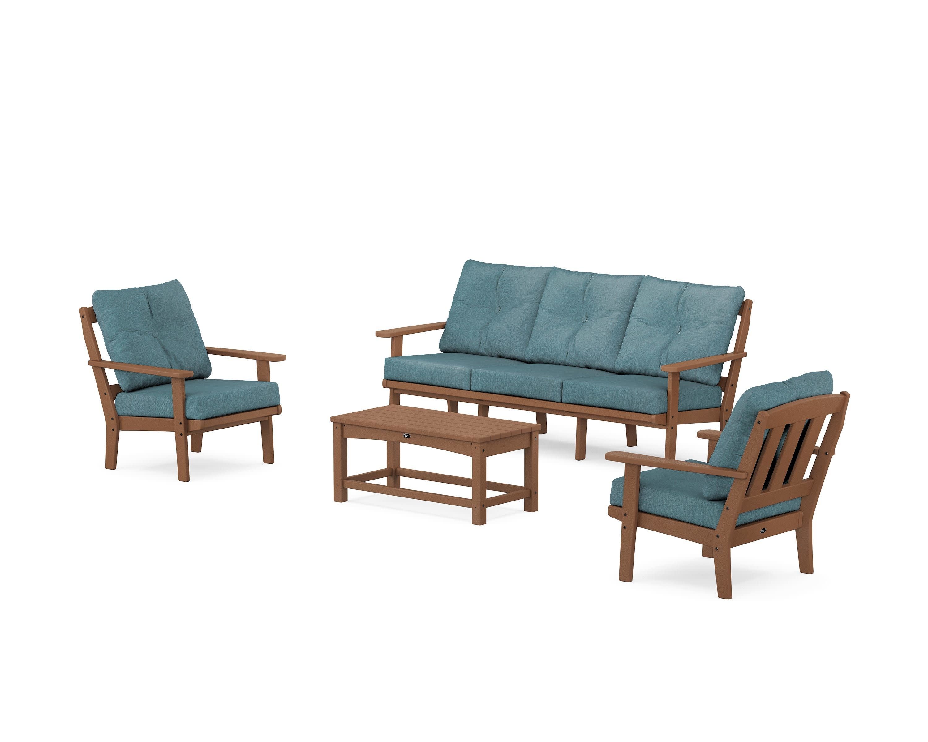 Cape Cod 4-Piece Deep Seating Set with Sofa in Tree House / Ocean Teal