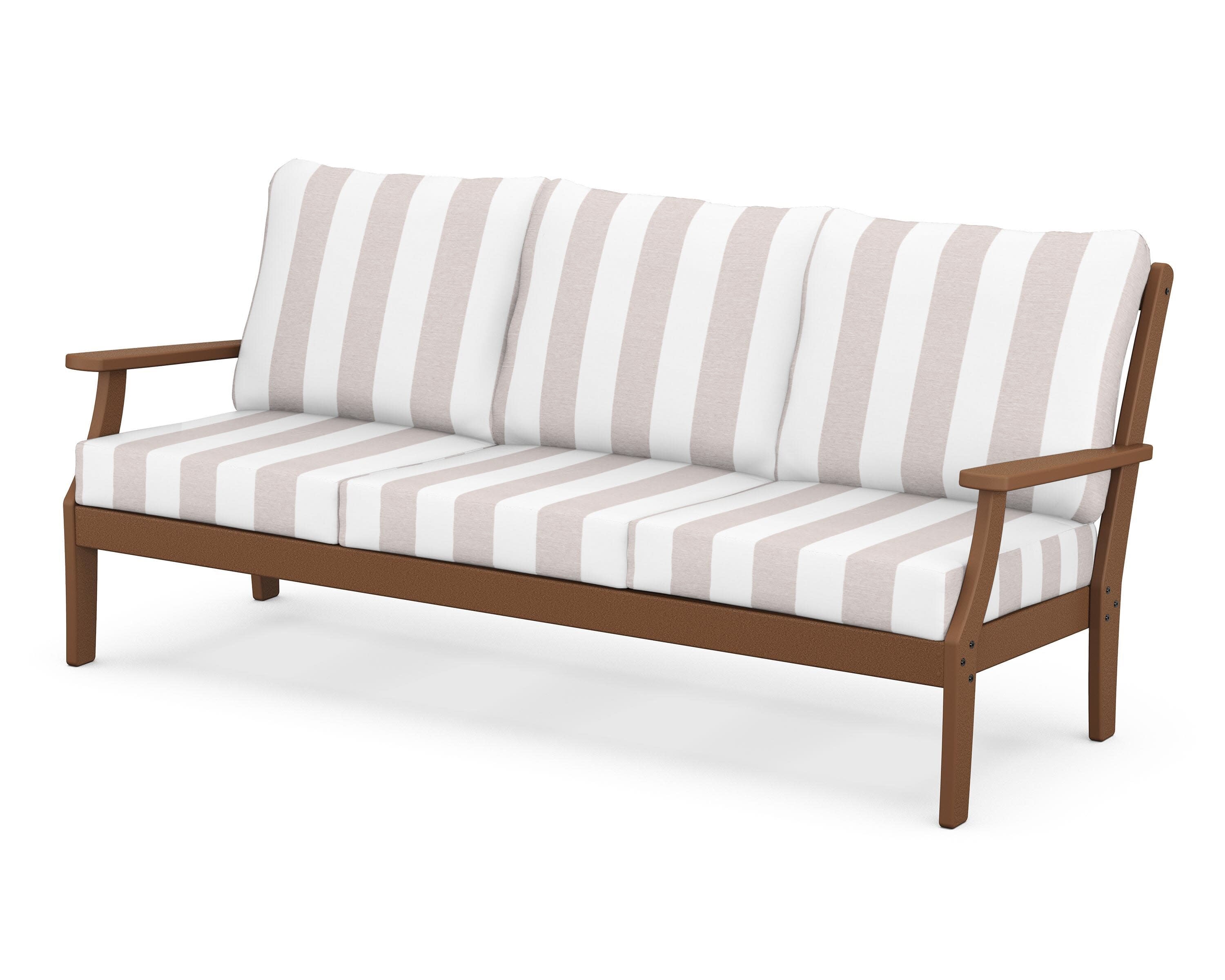 Yacht Club Deep Seating Sofa in Tree House / Cabana Stripe Dune Burlap