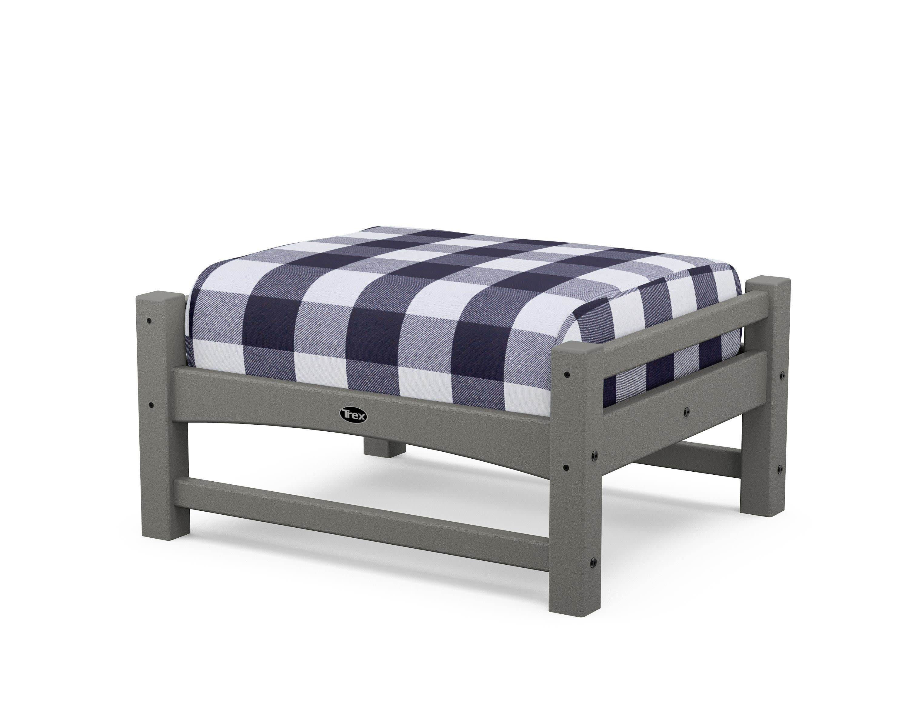 Rockport Club Ottoman in Stepping Stone / Buffalo Plaid Navy