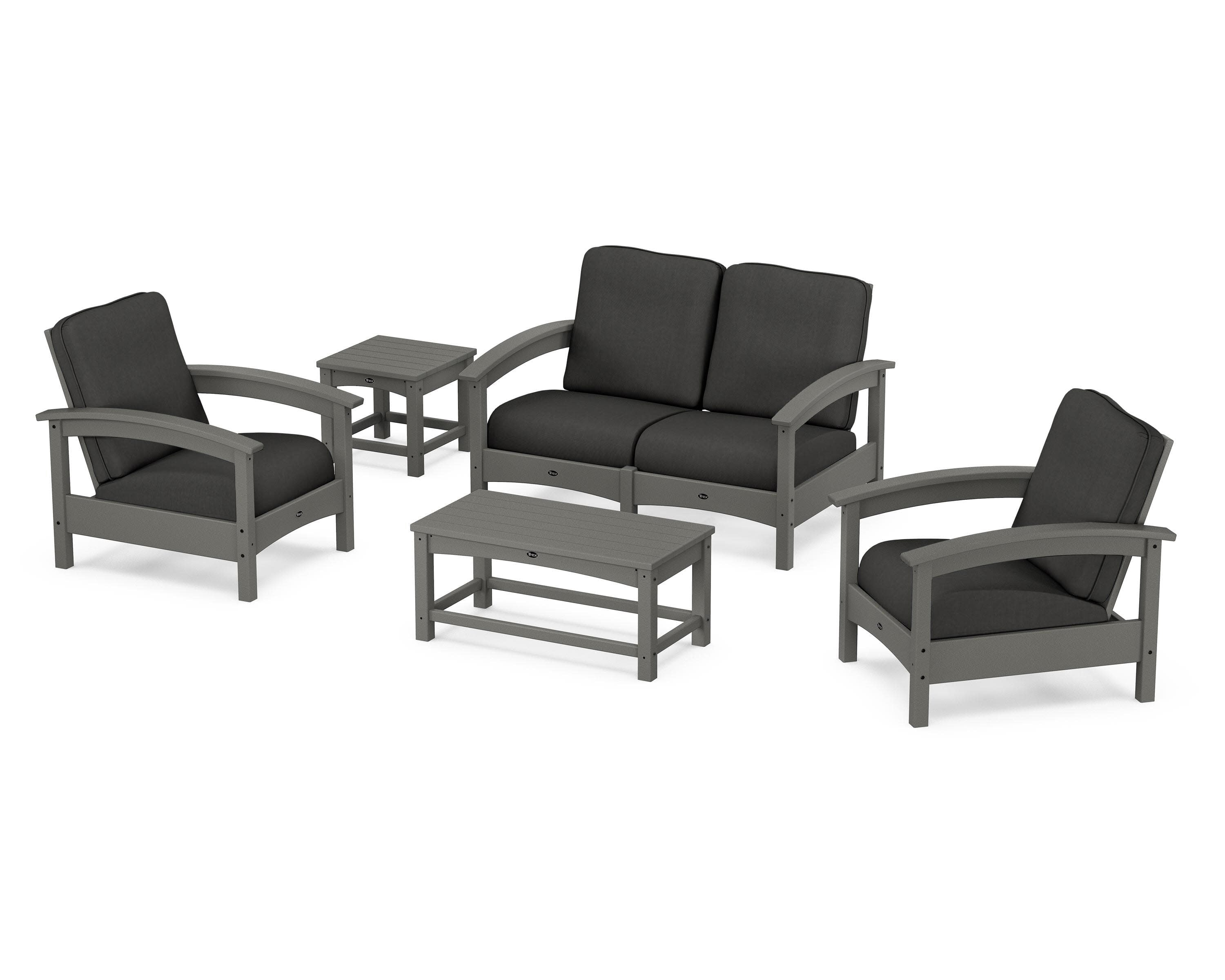 Rockport Club 6-Piece Deep Seating Conversation Set in Stepping Stone / Spectrum Carbon