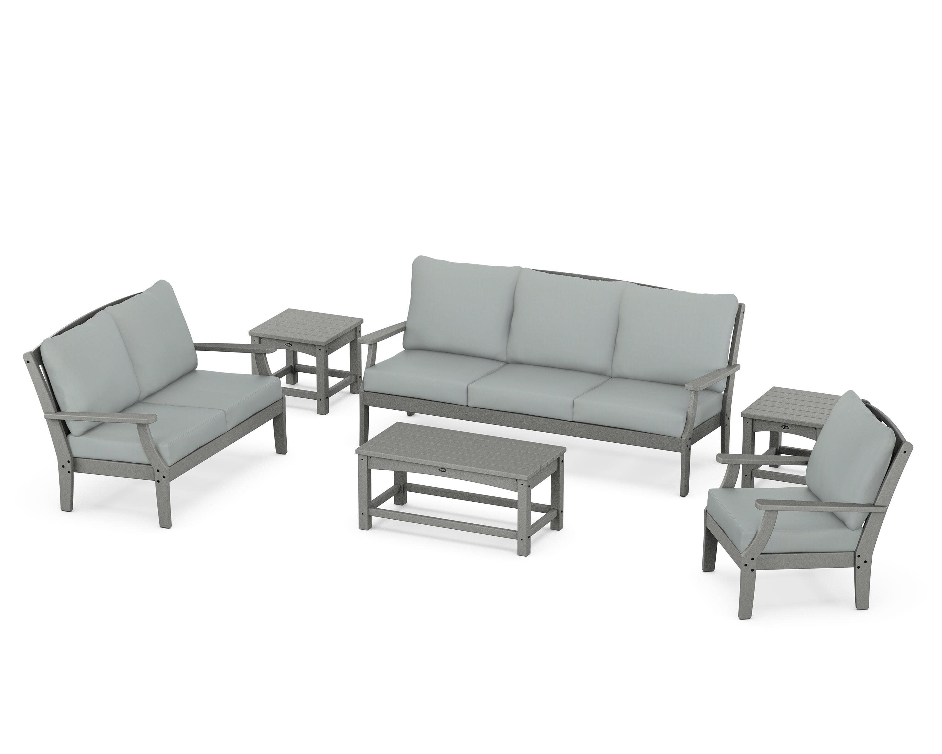 Yacht Club 6-Piece Deep Seating Set in Stepping Stone / Spa
