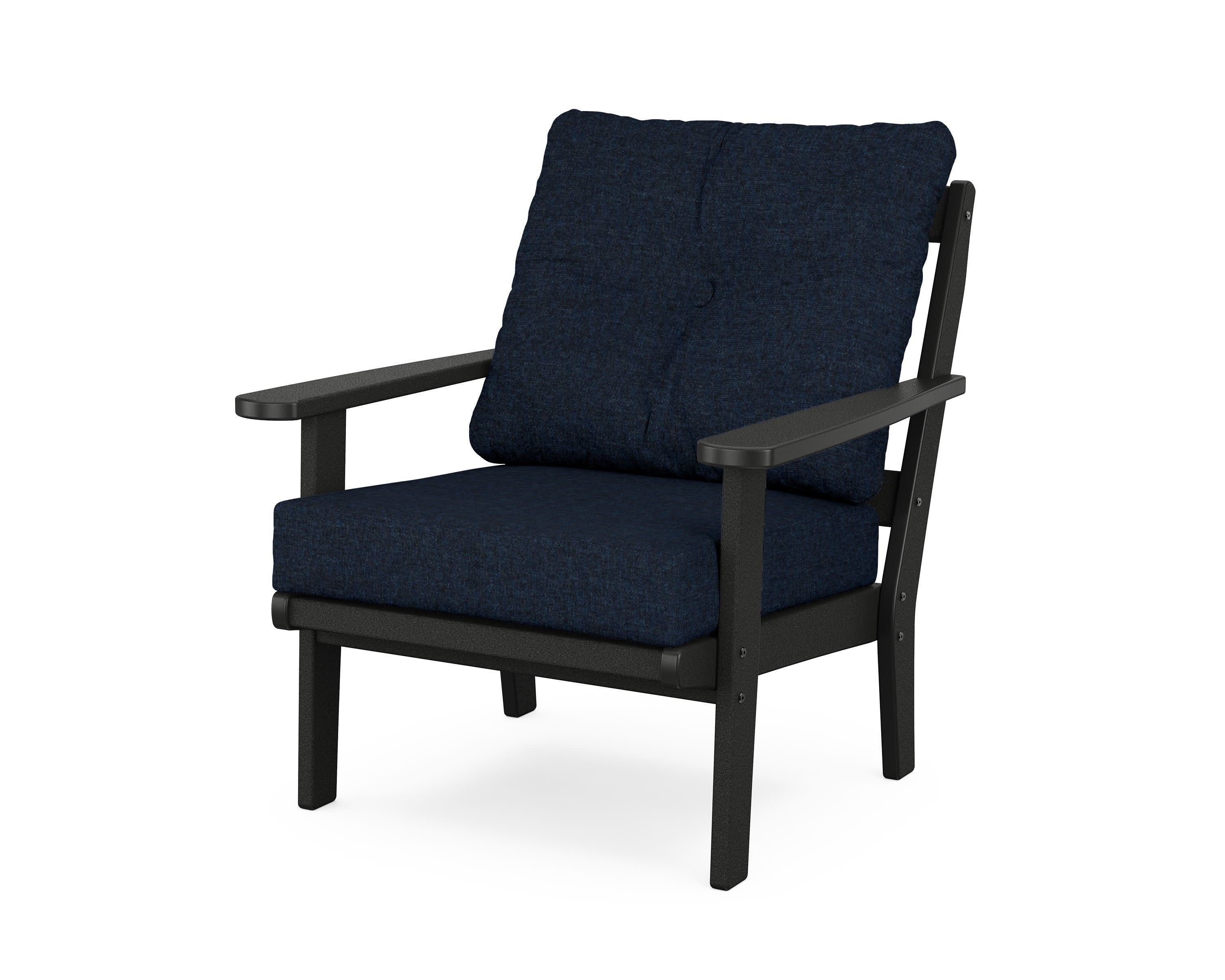 Cape Cod Deep Seating Chair in Charcoal Black / Marine Indigo