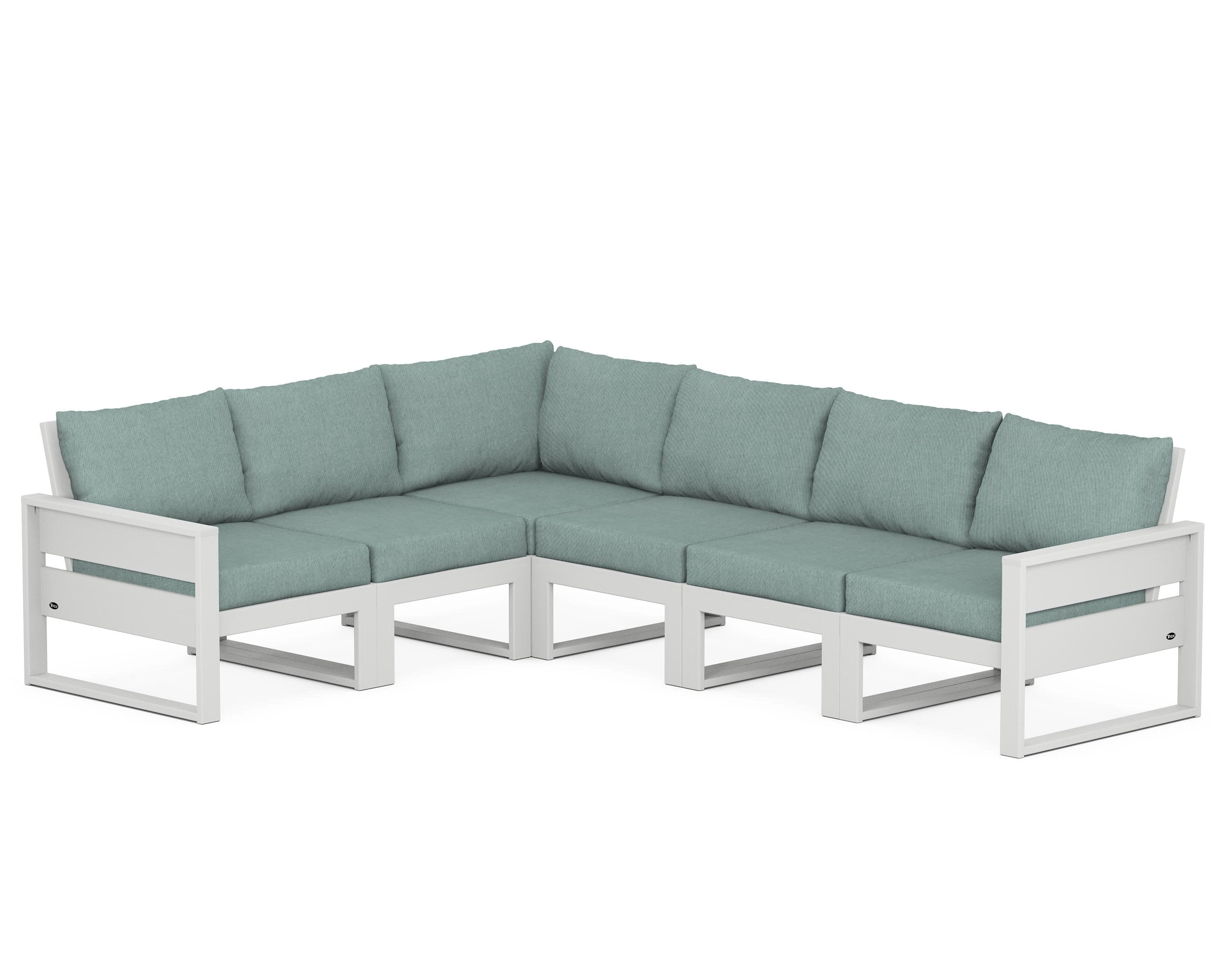 Eastport 6-Piece Sectional in Classic White / Glacier Spa