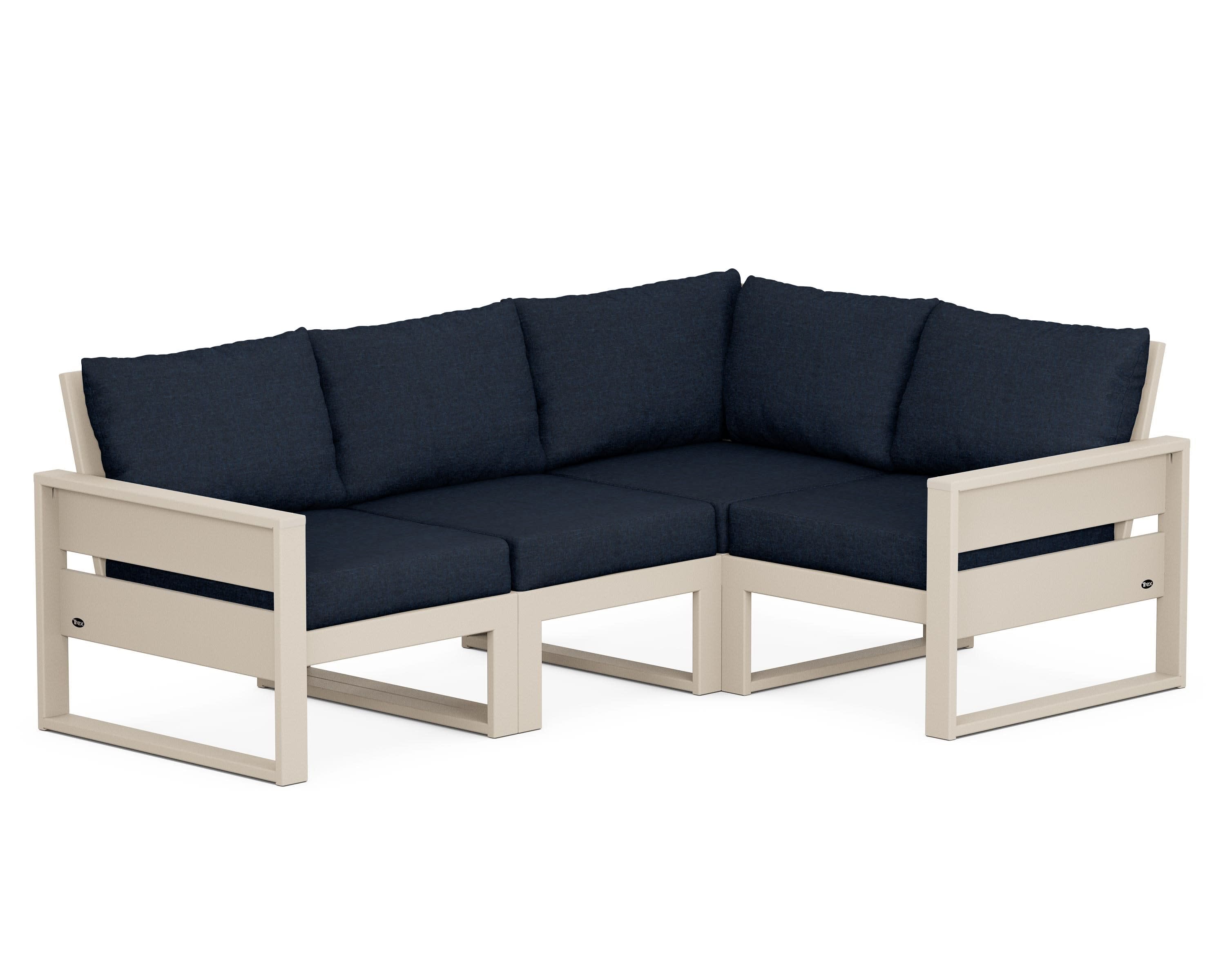 Eastport 4- Piece Sectional in Sand Castle / Marine Indigo