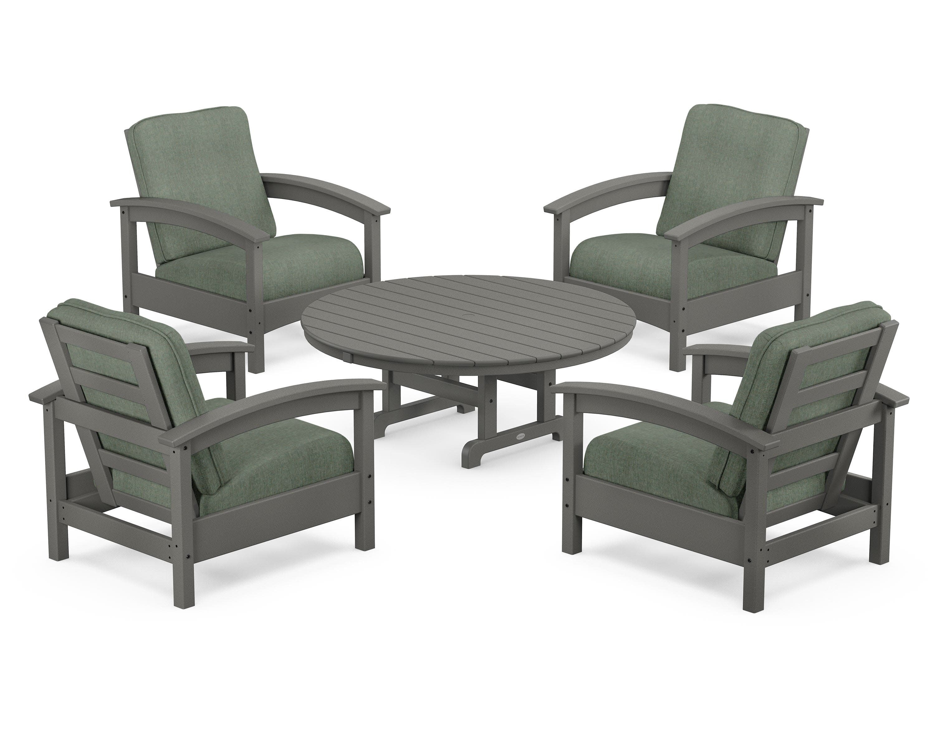 Rockport 5-Piece Deep Seating Set in Stepping Stone / Cast Sage