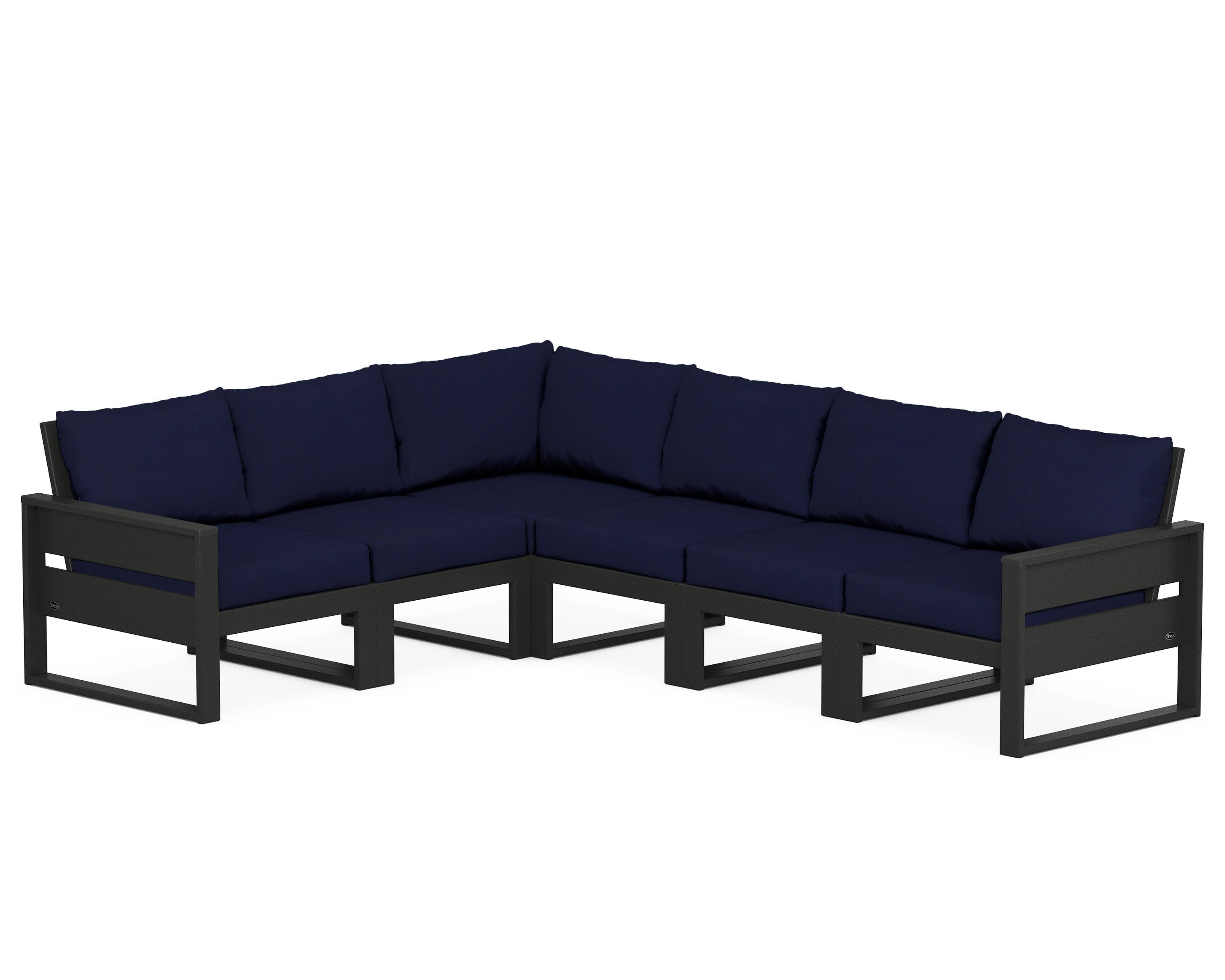 Eastport 6-Piece Sectional in Charcoal Black / Navy