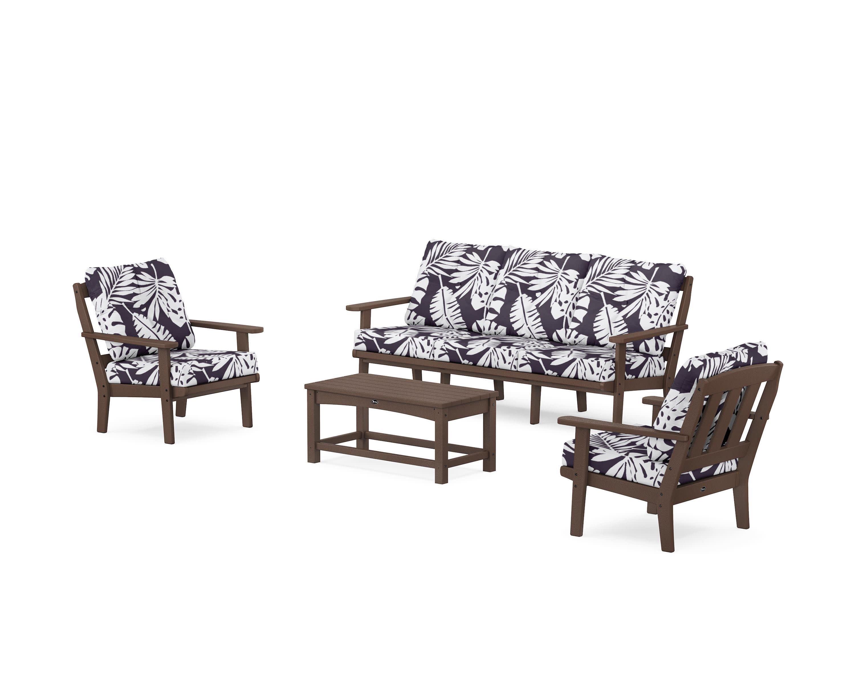 Cape Cod 4-Piece Deep Seating Set with Sofa in Vintage Lantern / Leaf Navy