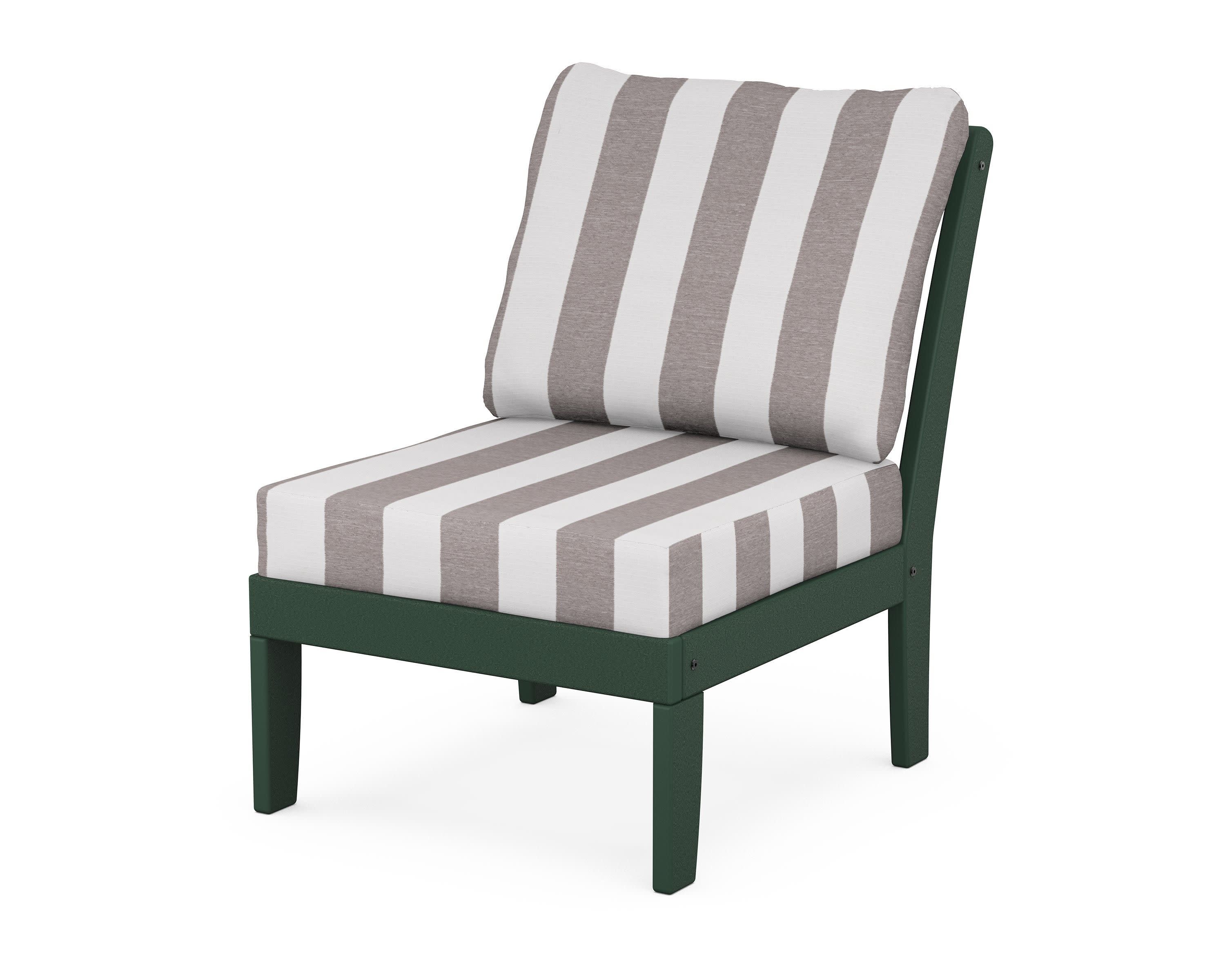 Yacht Club Modular Armless Chair in Rainforest Canopy / Cabana Stripe Grey Mist