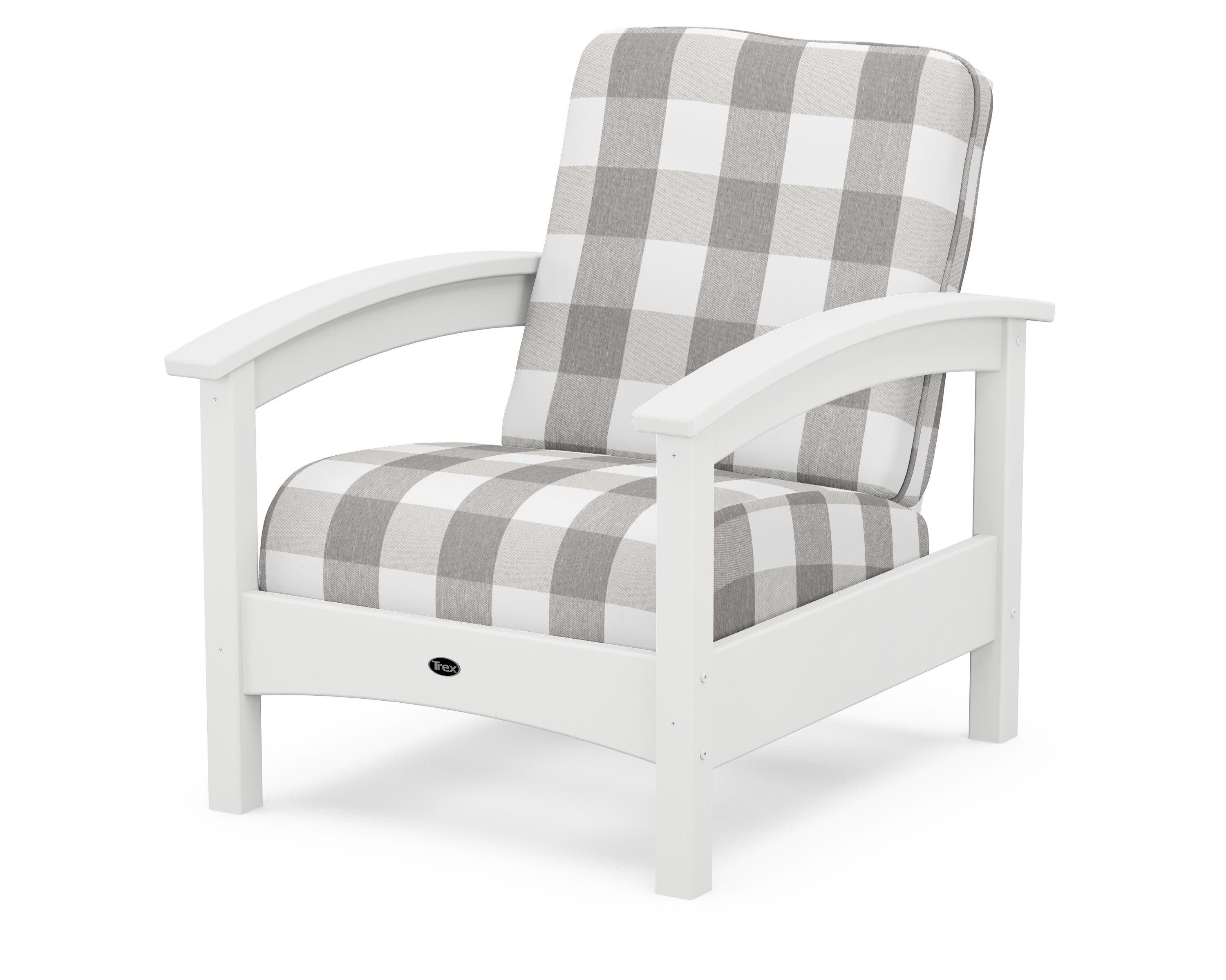 Rockport Club Chair in Classic White / Buffalo Plaid Grey Mist